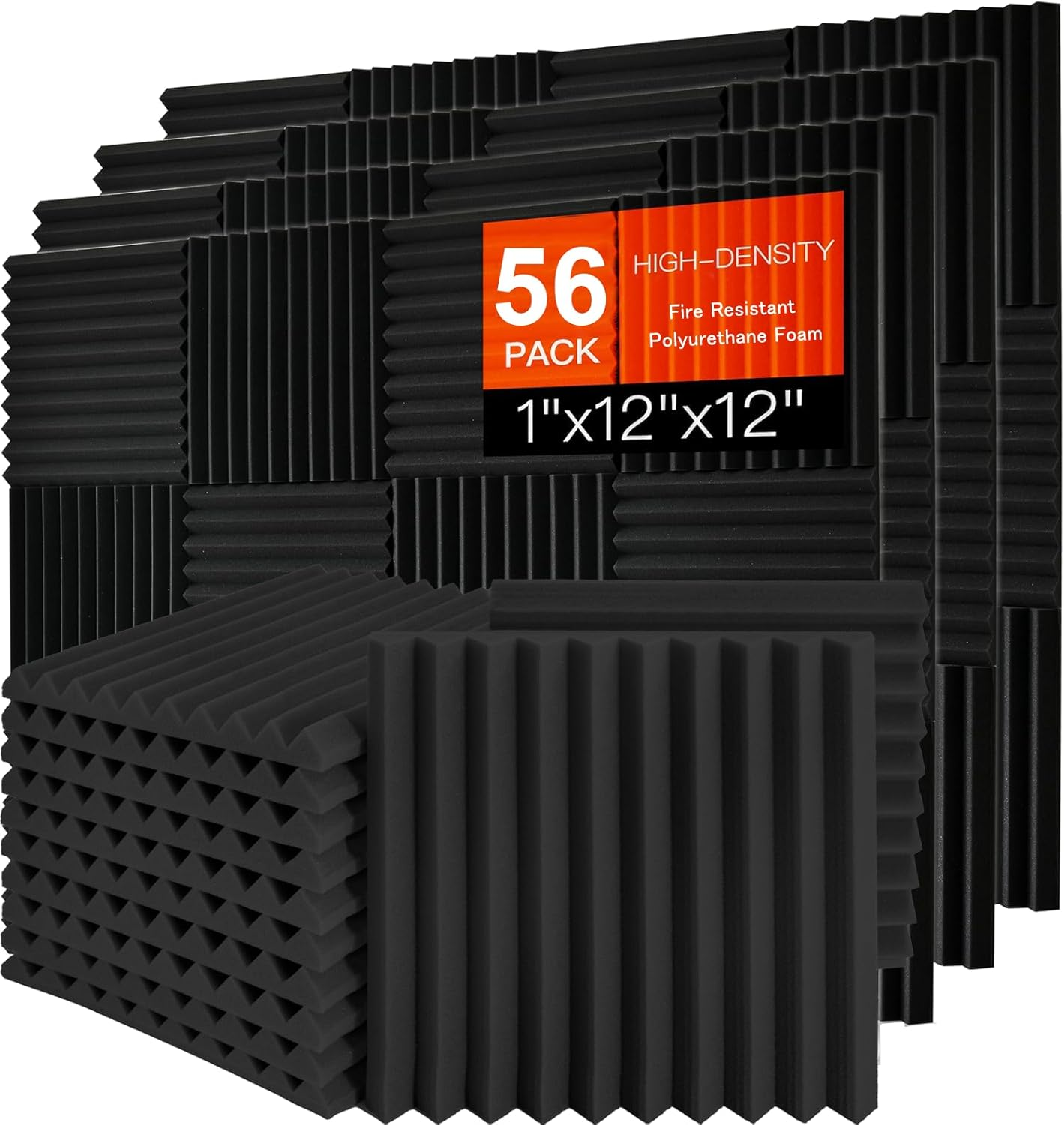 56 paneles espuma acustica 1pulg 12x12 insonorizante negro estudio oficina hogar