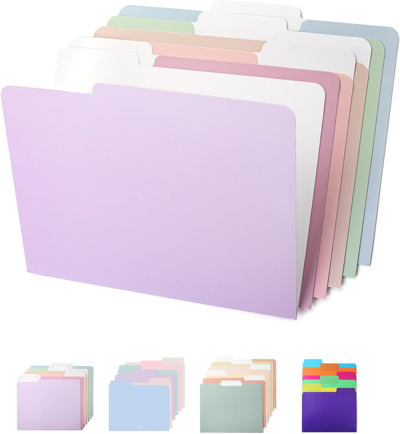 File Folders, 18 Pack, Morandi Colors, 1/3-Cut Tab, Letter Size, Durable Paper Folders, Office Supplies