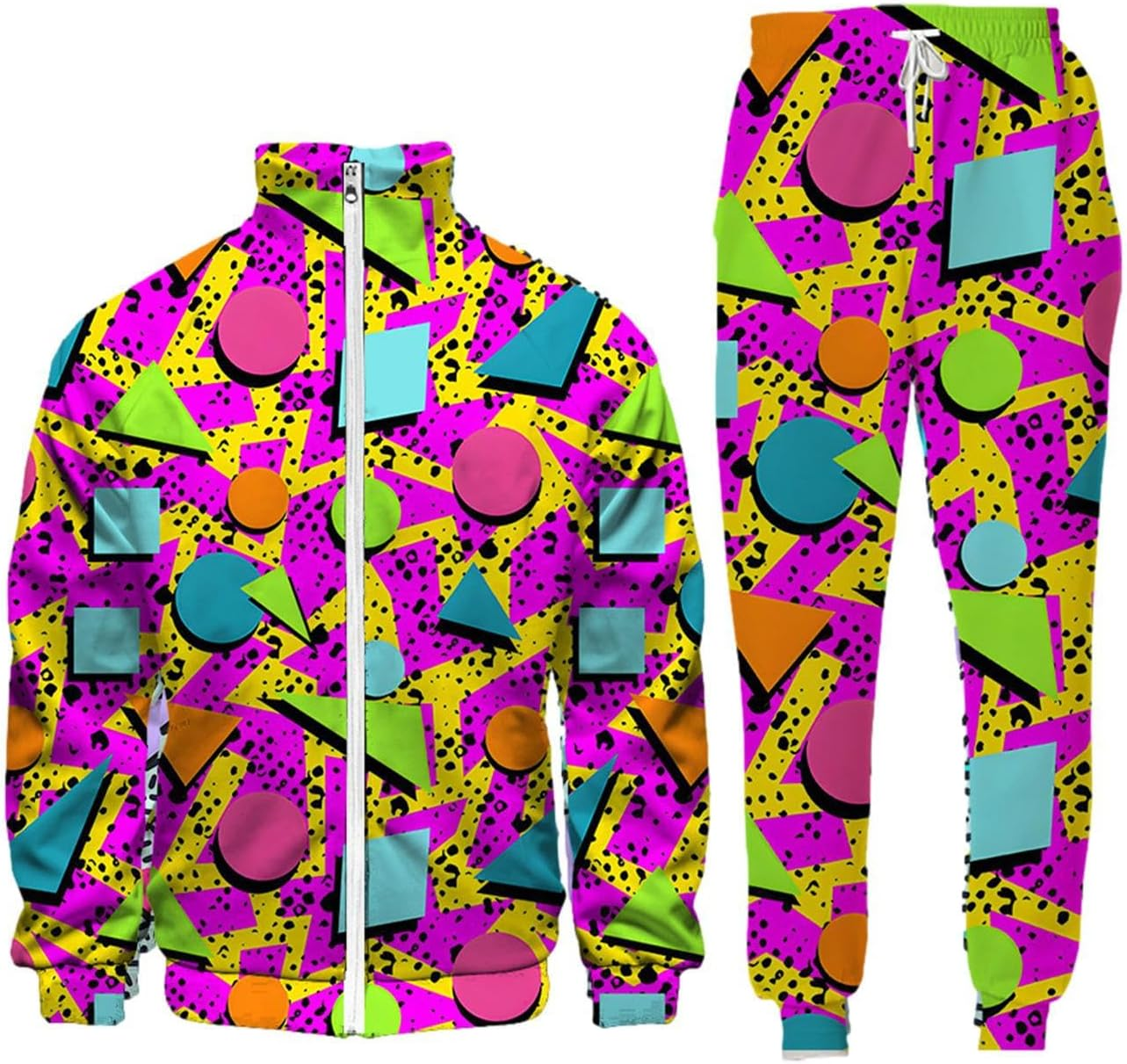 80s Track Suit Retro,90s Men's Tracksuits Outfit 2 Pieces Jacket and Pants,Me... - Picture 8 of 15