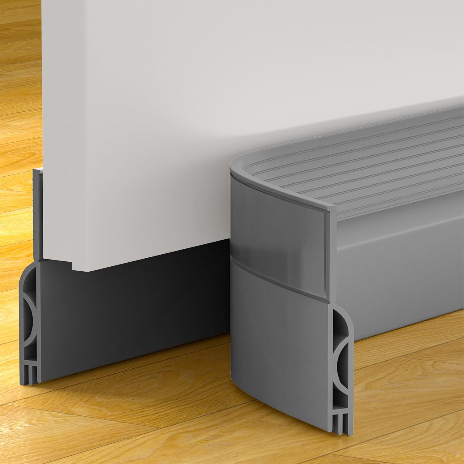 Door Draft Stopper, Door Sweep for Bottom of Door, Weather Stripping Door Seal Gap Filler Bottom Blocker Soundproofing Cold Air Insulation Save Energy Install Quickly Easily (Gray, 39‘’)