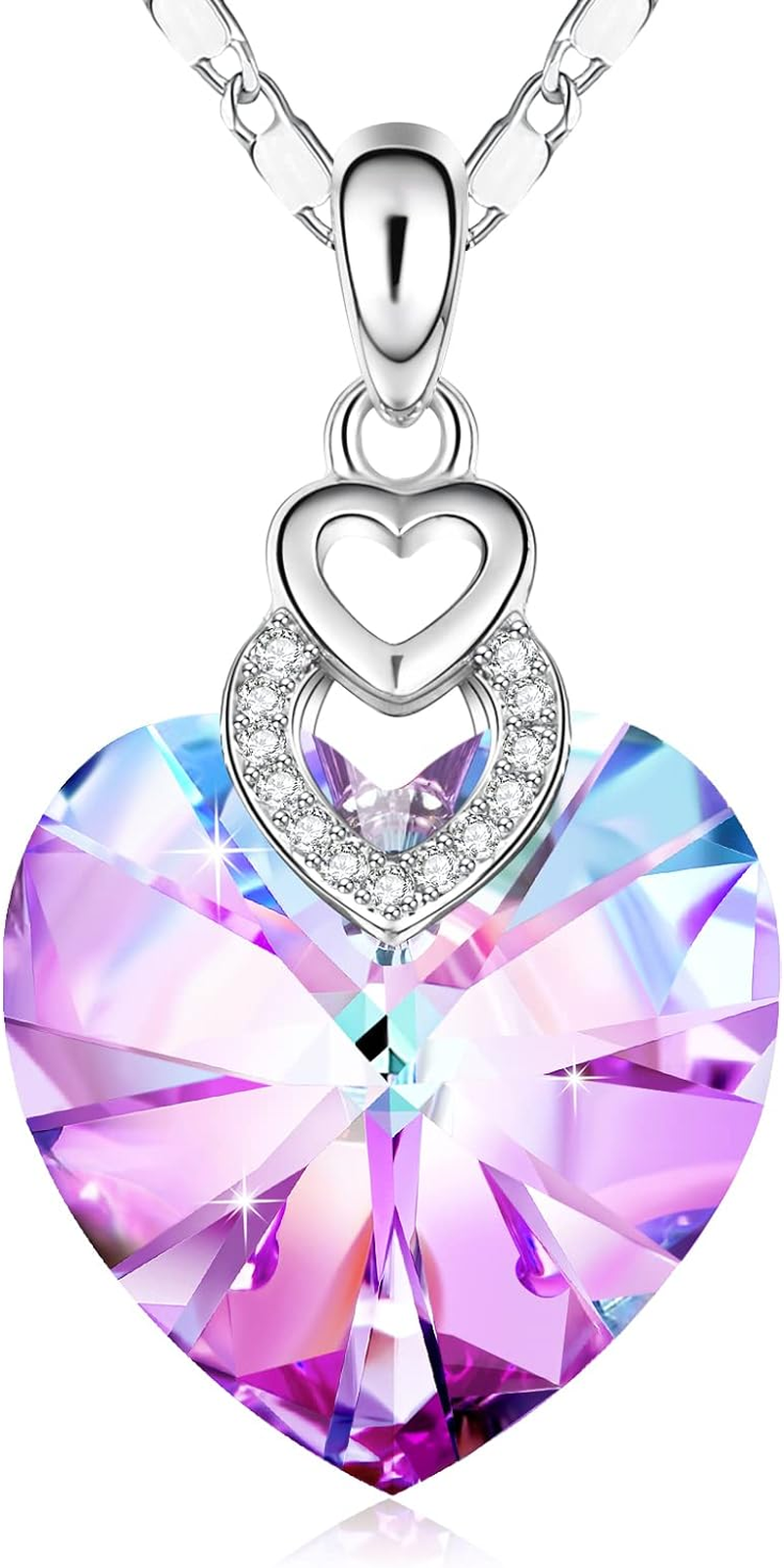 3 Hearts Crystal Necklace for Women - Engraved Love You Gift Box