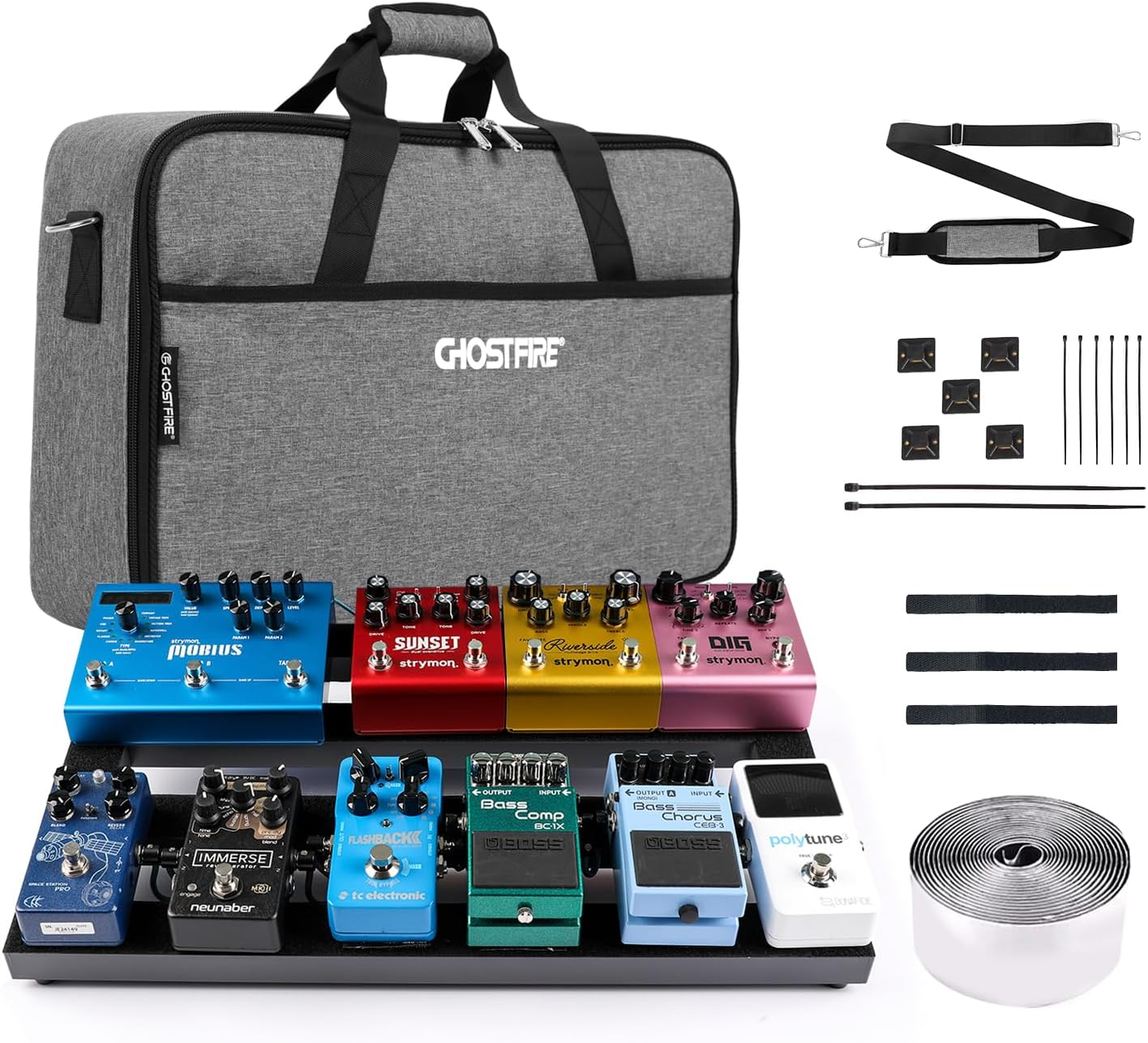 Ghost Fire Guitar Pedal Board Aluminum Alloy 1.76Lb Super Light Effect Pedalboard 19.8''X11.5'' with Carry Bag,Spl-04