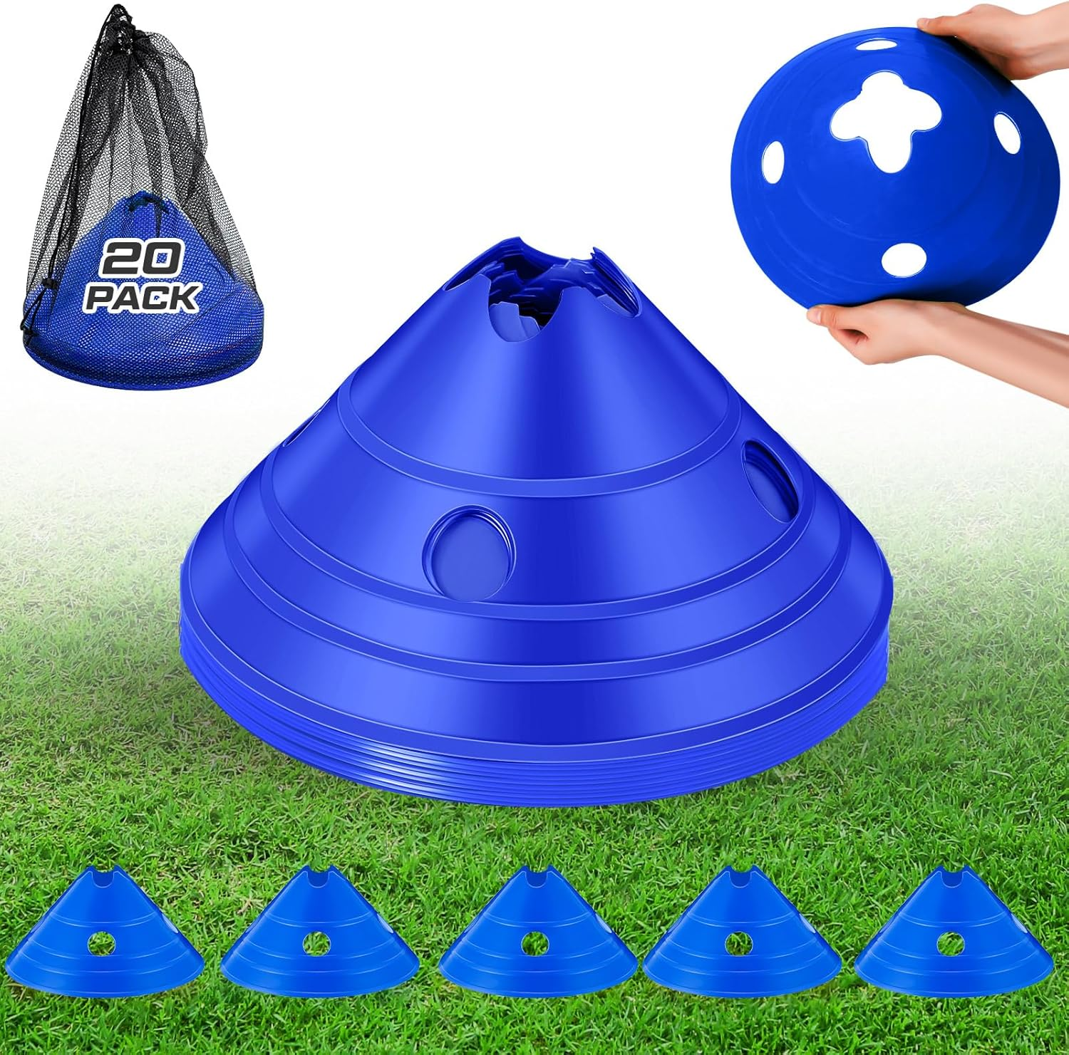 Jumbo Disc Cones Jumbo Soccer Cones with Mesh Bag Giant Large Agility for Soccer Training Adult Sports