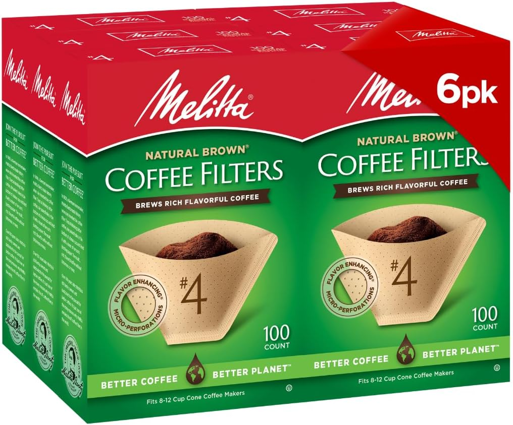 Melitta #4 Cone Coffee Filters, Natural Brown, 100 Count (Pack of 6), 600  Total | eBay