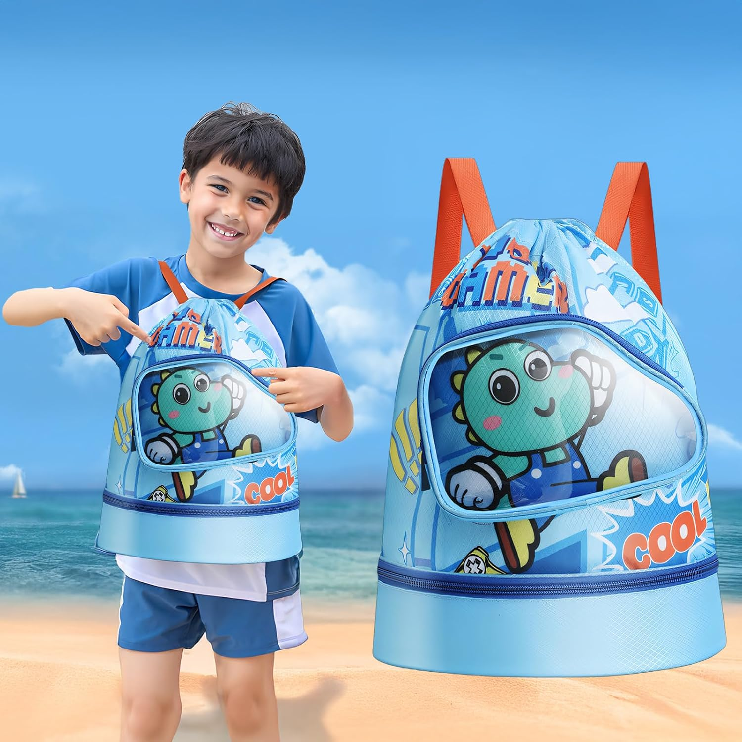 Kids swimming bag Waterproof wet and dry storage backpack Adjustable shoulder... - Picture 8 of 16