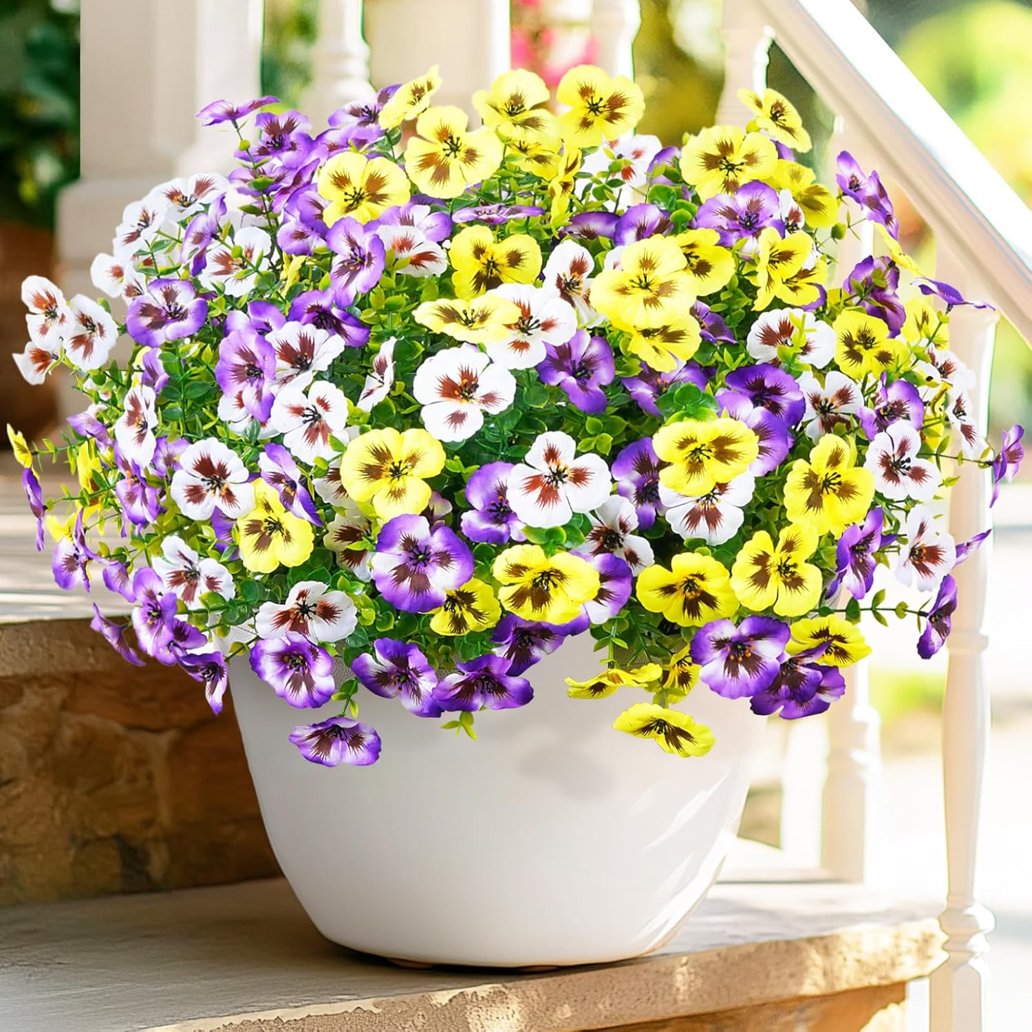 8 Bundles Look Real Artificial Flowers for Outdoors, Realistic Fake Outdoor Flow