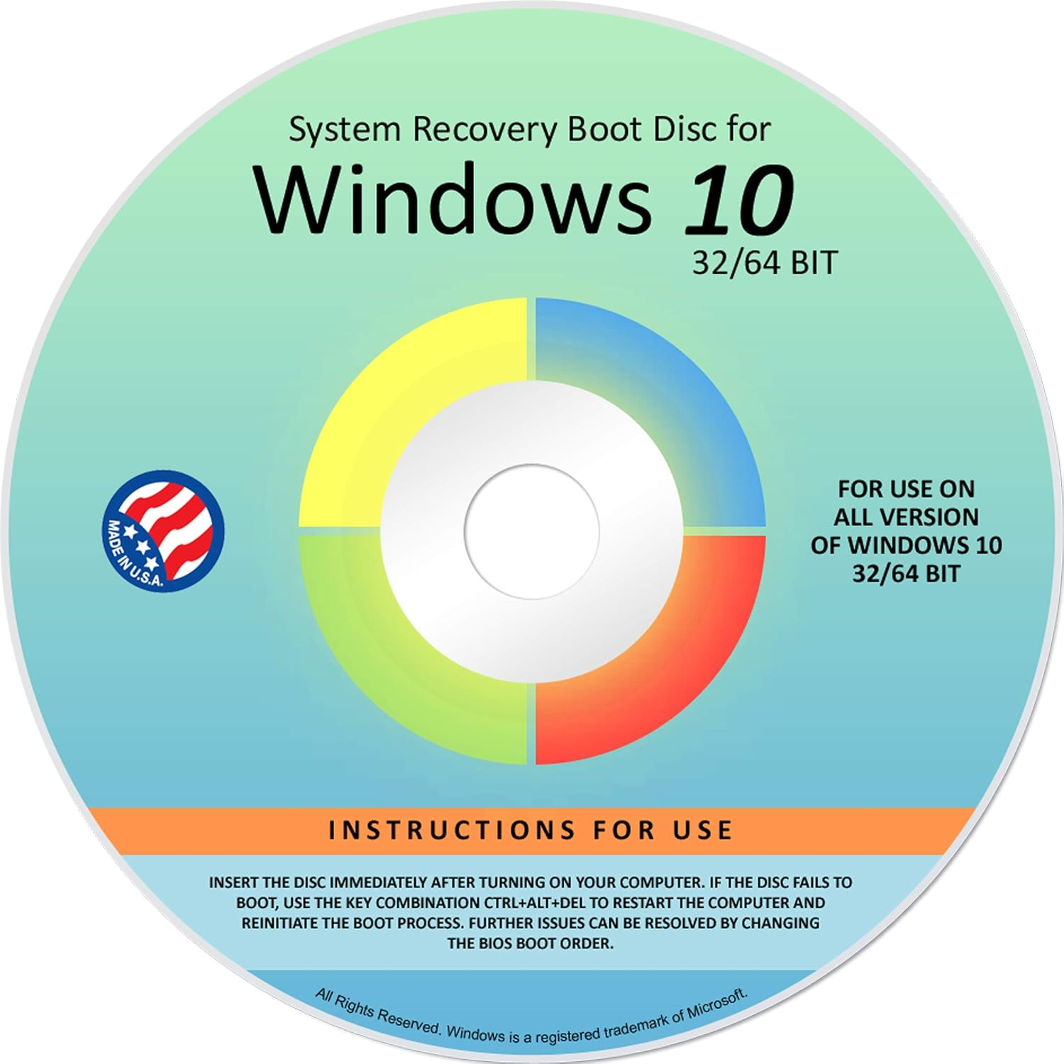 Reinstall DVD for Windows 10 All Versions 32/64 Bit. Recover, Restore, Repair Boot Disc, and Install to Factory Default Will Fix PC Easy!