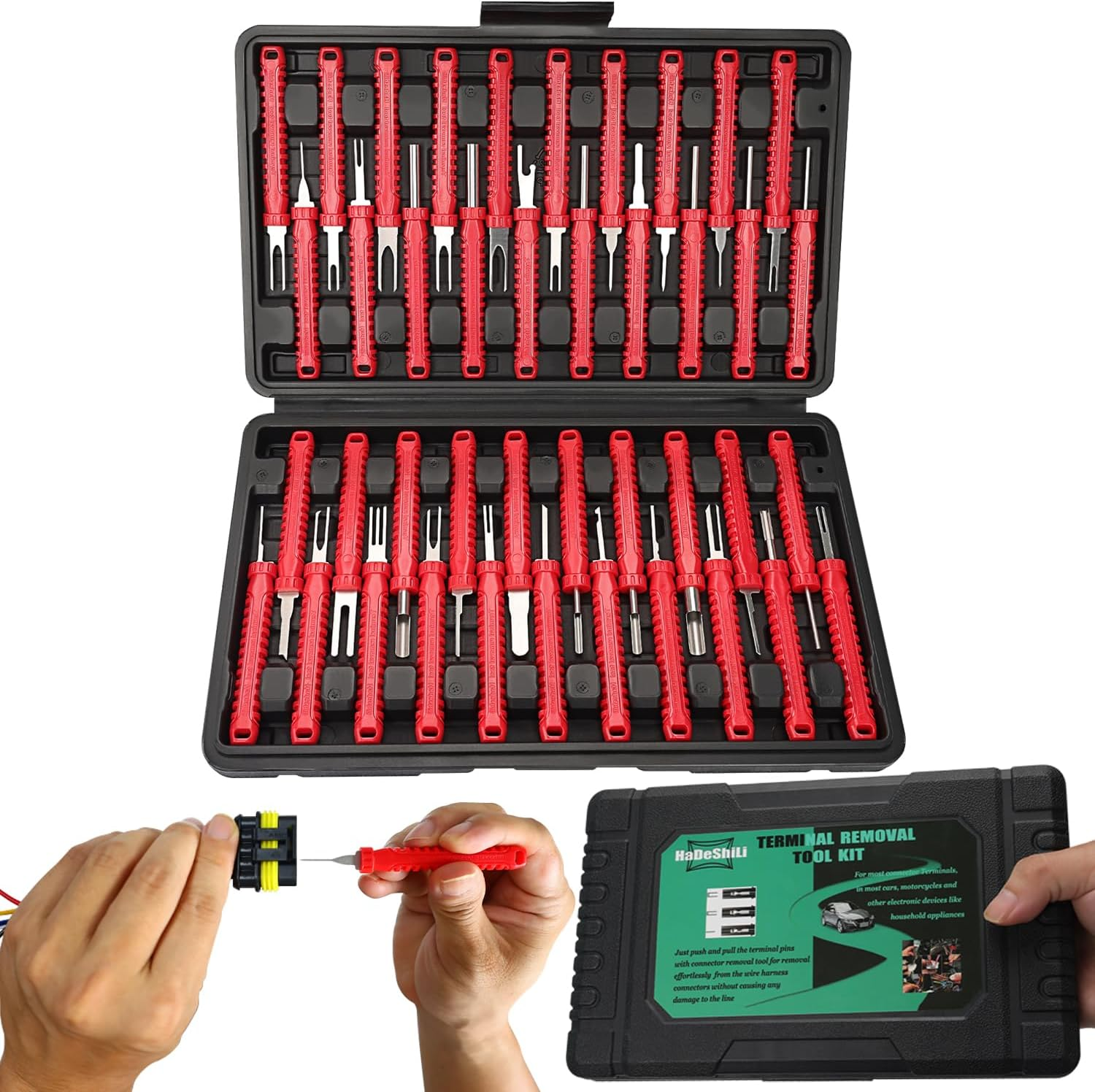 41 Pcs Terminal Pin Removal Tools with Blow-Molded Case, Red