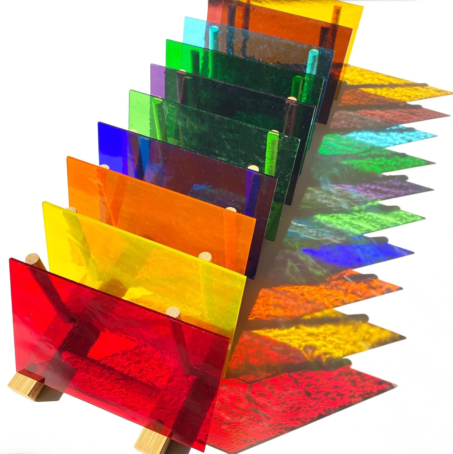 9 Pack Transparent Stained Glass Sheets, 4 X 6 Inch Cathedral Glass Colored Gla