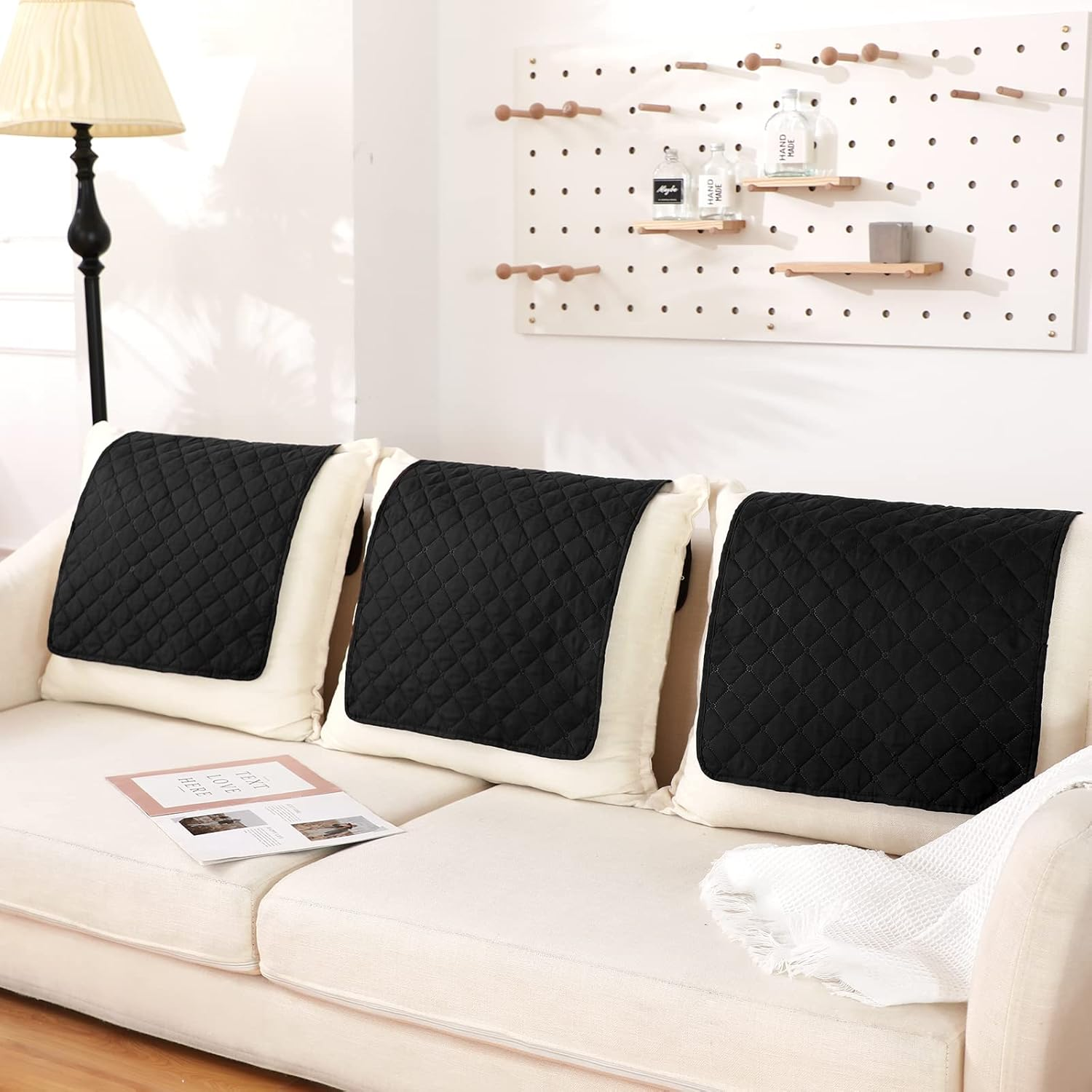 3 Pieces Recliner Headrest Protector Headrest Cover for Recliner Chair Sofa Covers Couch Chair Head Protector for Sofa Furniture Protectors(Black)