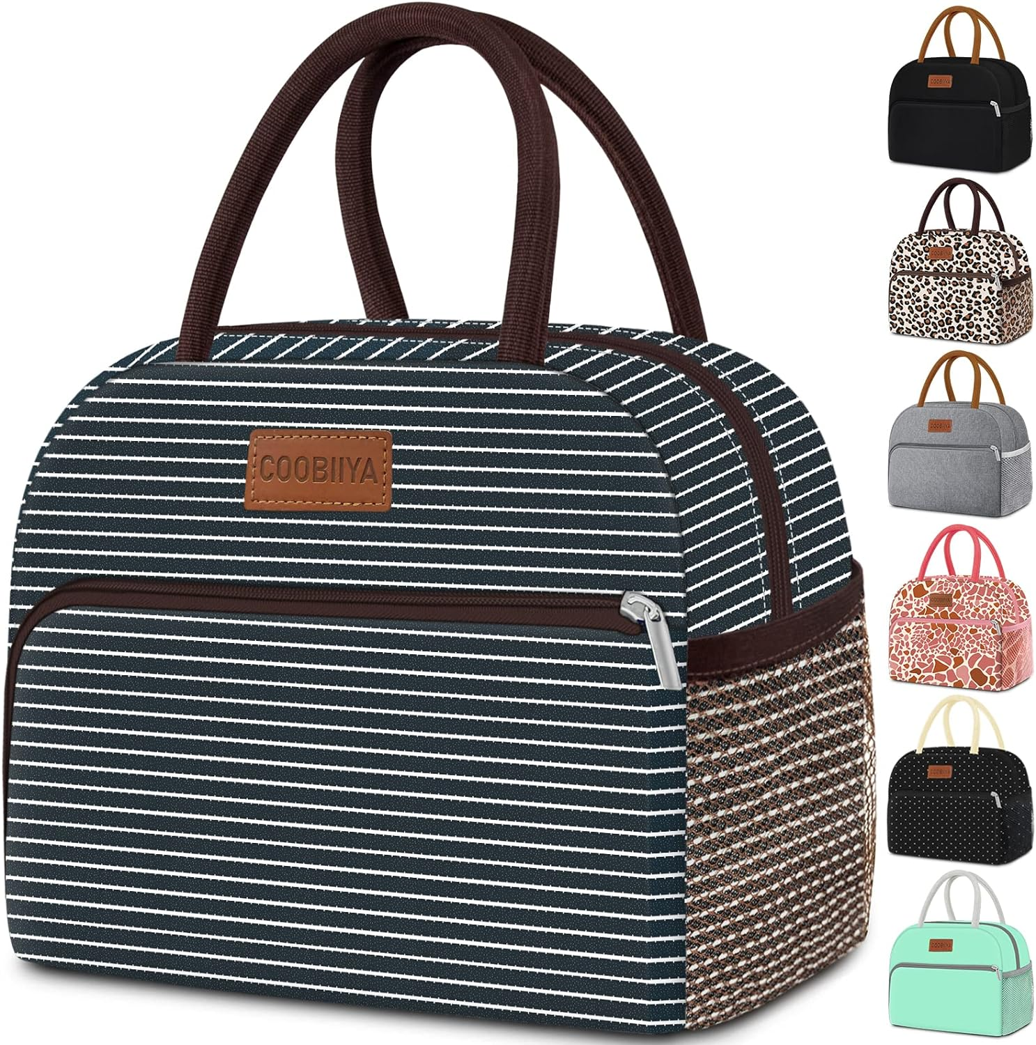 Lunch Bag Women, Lunch Box for Women Adult Men, Small Leakproof Cute Lunch Tote Large Capacity Reusable Insulated Cooler Lunch Container for Work/Office/Picnic/Travel-Stripe