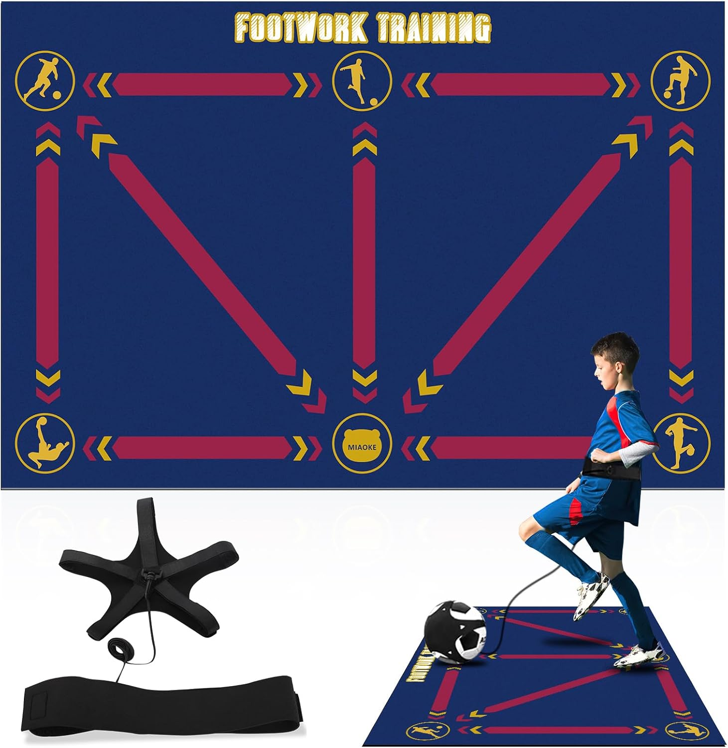 Soccer Training Mat,Football Footstep Training Mat,Soccer Train Mat for All L...