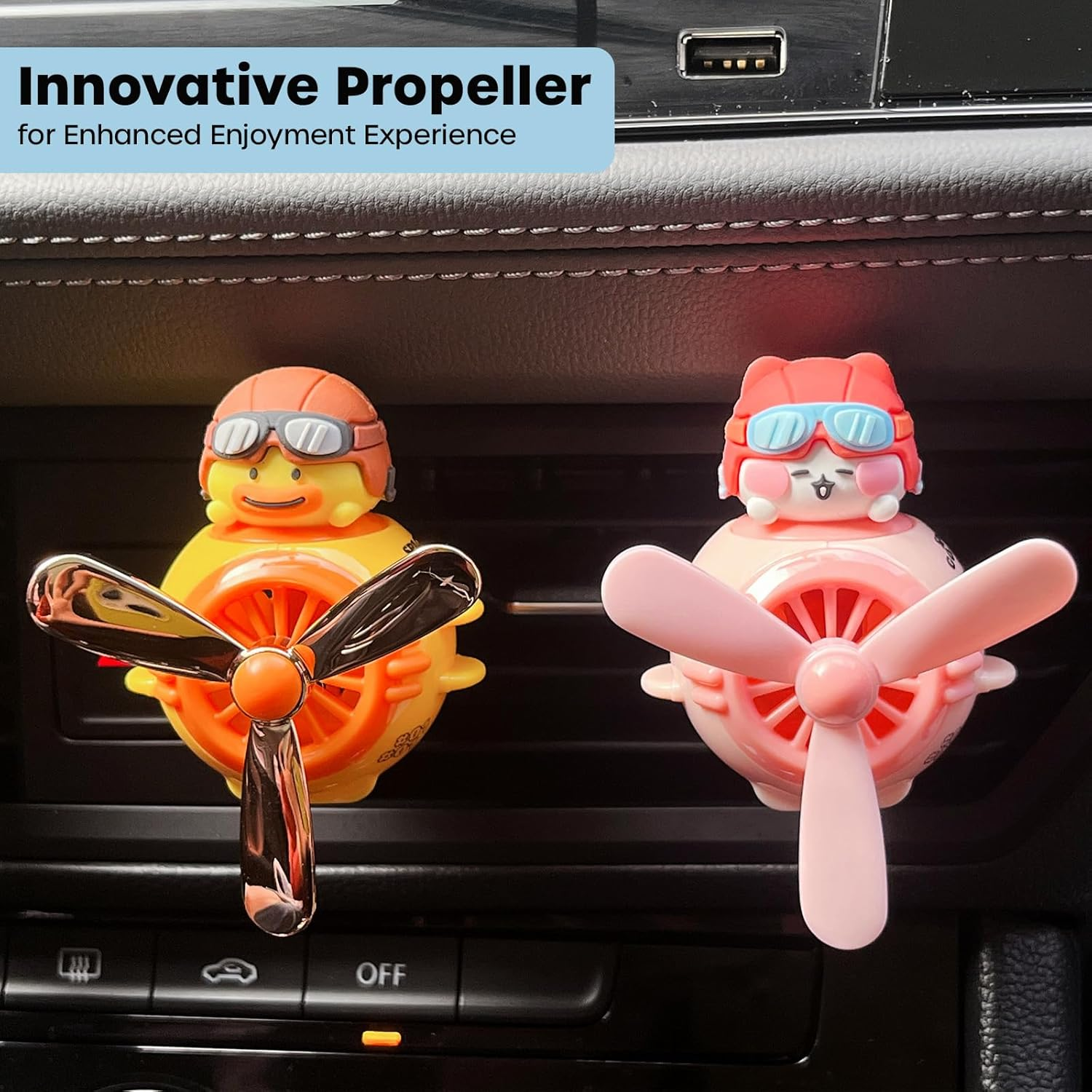 Car Air Fresheners Cute Pilot Cat, Car Vent Air Freshener Rotating Propeller ... - Picture 3 of 14