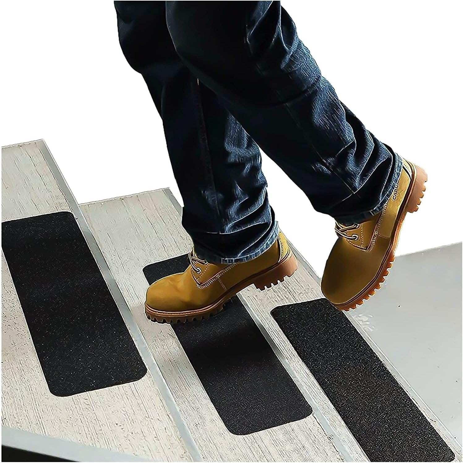 Stair Treads Non Slip for Wooden Steps Indoor and Outdoor - Grip Tape for Stairs Concrete Steps (Works on All Surfaces & Weather), Waterproof anti Slip Tape, Strong Non Skid Tapes 6” X 24” (5-Pack)