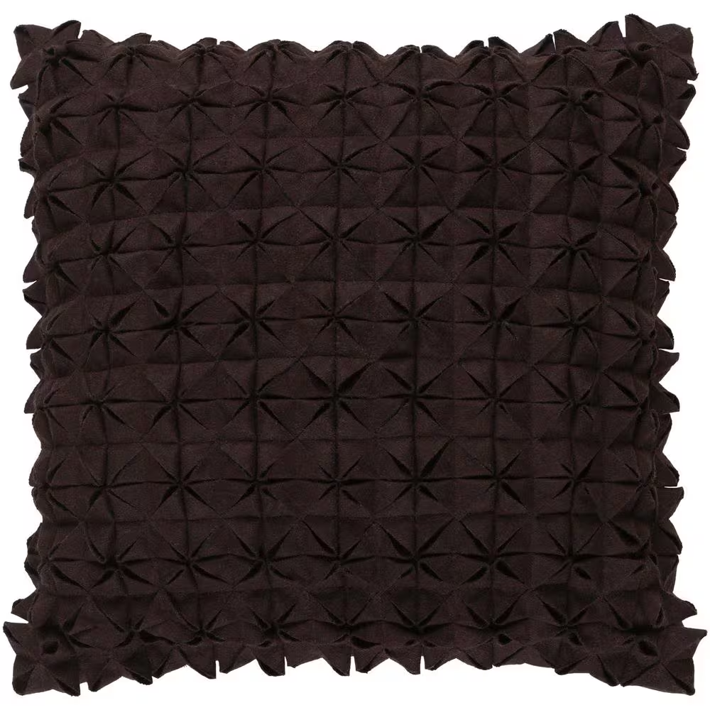 Capener Dark Brown Solid Polyester 22 In. X 22 In. Throw Pillow