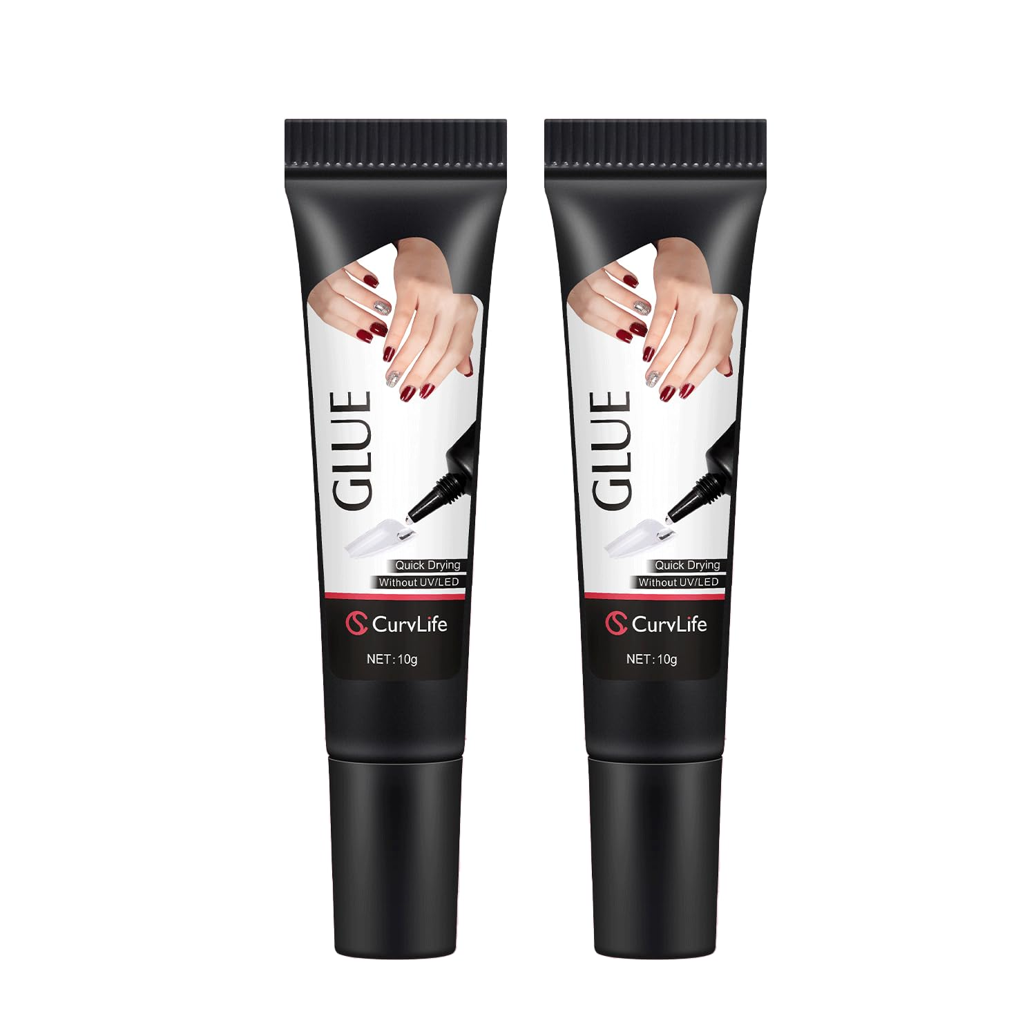 Curvlife Upgraded Super Strong 10G Semi Solid Nail Glue, 2Pcs Best Soft Gel Nail Glue for Press on Nails - No UV Light Needed, Long Lasting