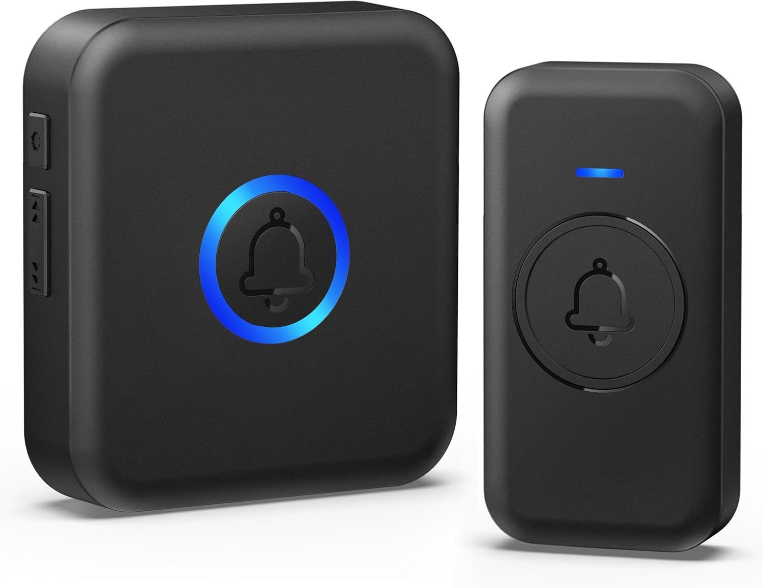 Wireless Doorbell, Waterproof Door Bell with 60 Chimes, 5 Volume Levels & 2 Mute Modes, Loud Door Bell Ringer Wireless for Home Classroom Office (1 Receiver & 1 Button, Black)