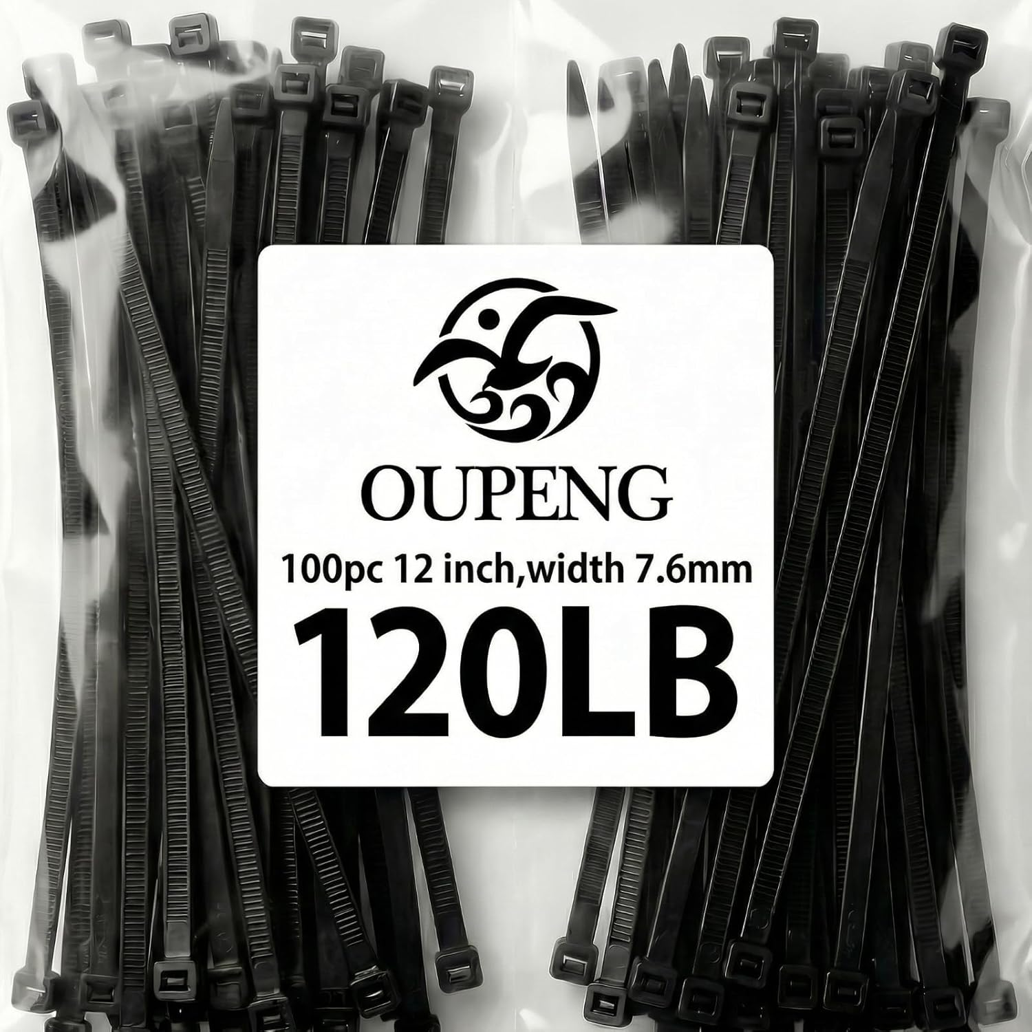 Zip Ties 12 inch ,Heavy Duty Cable Ties with 120 Pounds Tensile Strength,Black Zip Ties,100 Pack, Wire Ties for Indoor and Outdoor Use.