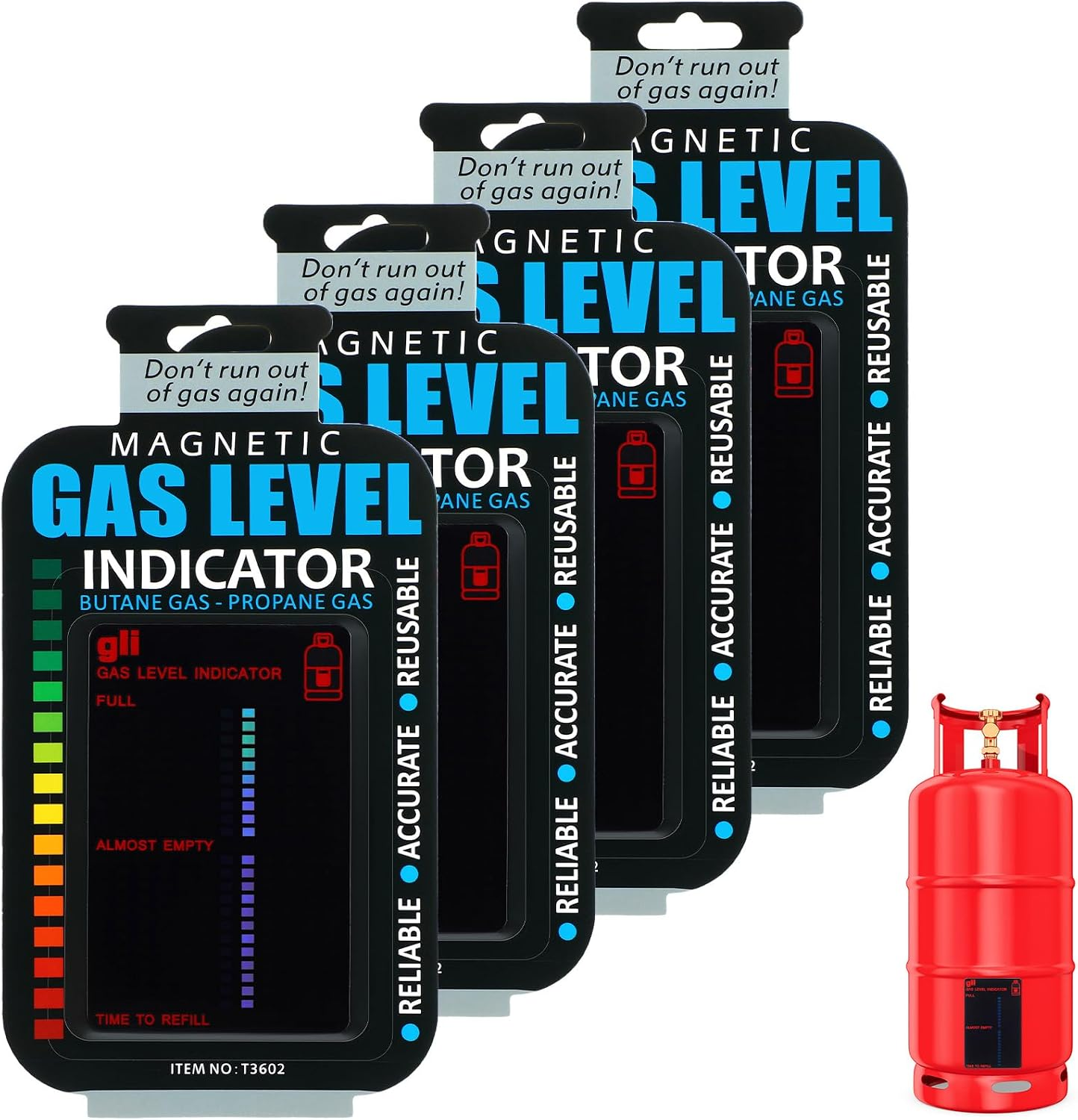 4 Pcs Magnetic Gas Level Indicator Gas Bottle Level Indicator Propane Calor Gauge Fuel Indicators Reusable for Tanks Travel Camping Home Kitchen Use Outdoor Barbecues Motorhome Gadgets