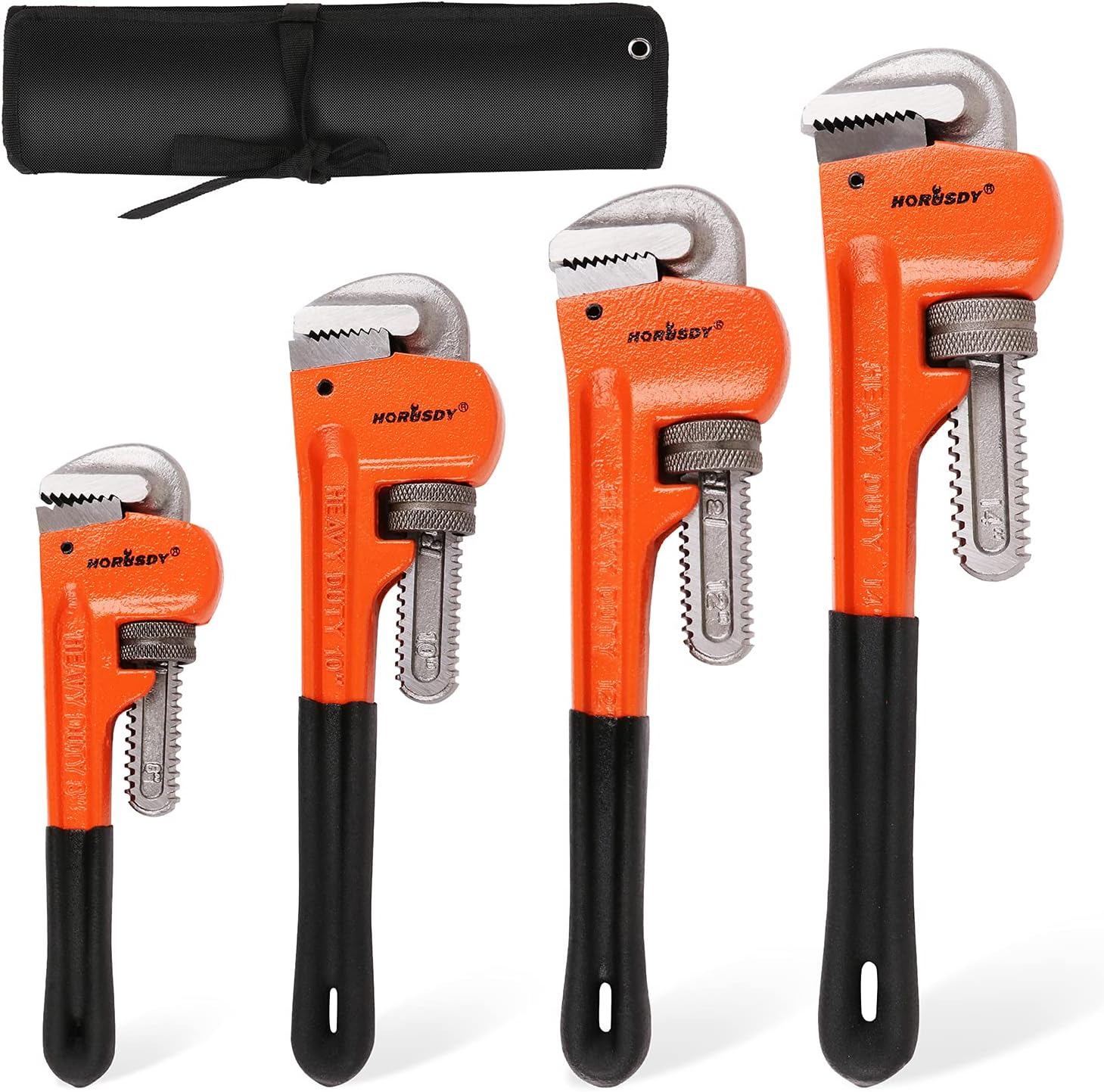 4 Pack Heavy Duty Pipe Wrench Set, Adjustable 8