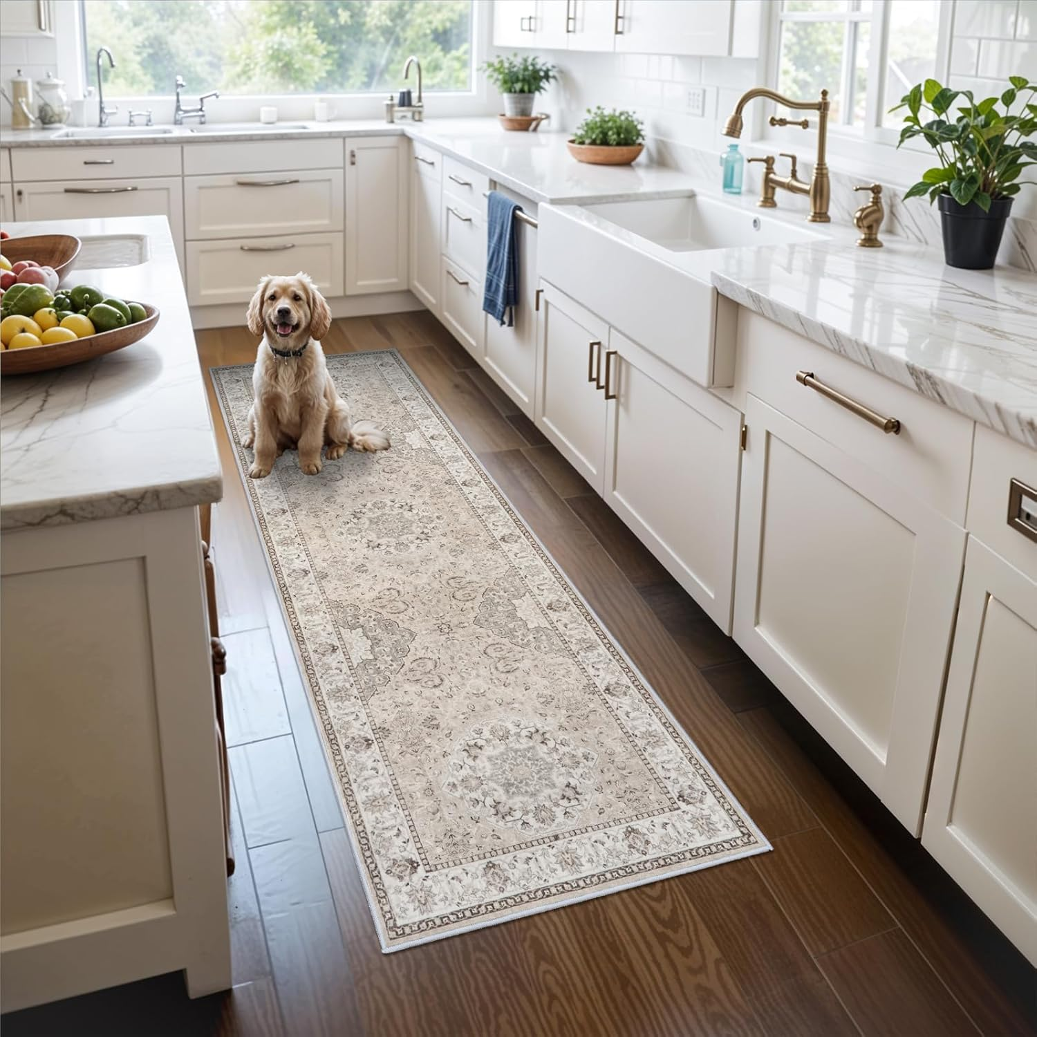2X6 Hallway Washable Runner Rug Vintage Soft Kitchen Laundry Runner Non Slip