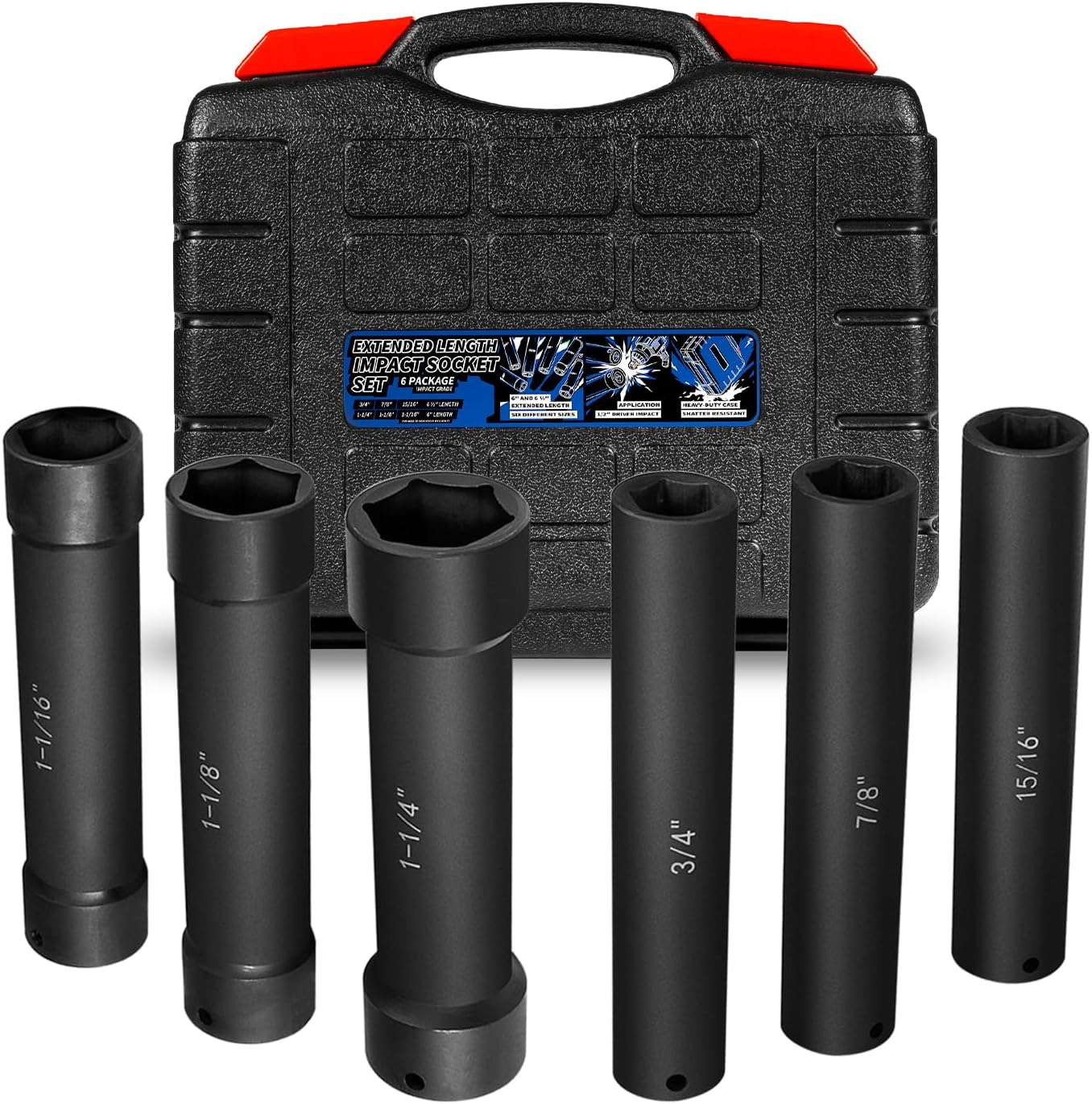 1/2 Inch Drive Heavy Duty Extended Length Extra-Deep Length Impact Socket Set...