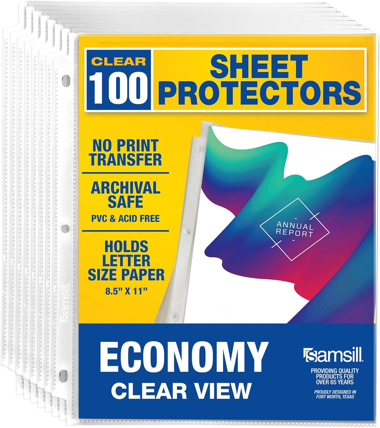 100 Pack Sheet Protectors, 8.5X11 Inch Page Protectors for 3 Ring Binder, Standard Weight, Clear Protector, Letter Size, Top Loading, Acid Free
