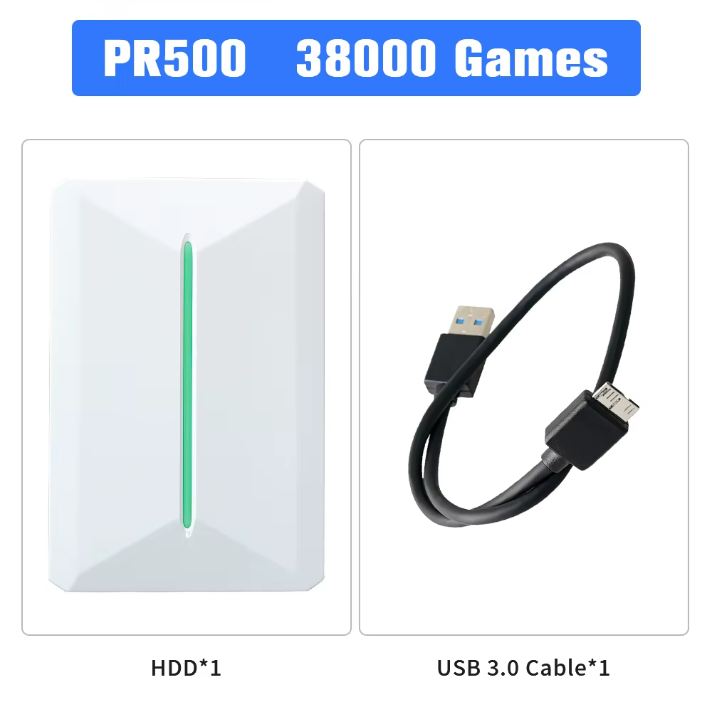 Retro Gaming External Hard Disk for PC Retrobat + Playnite 500GB Emulation Drive with 38000 Games for Ps3/Ps2/Switch/Wiiu/N64