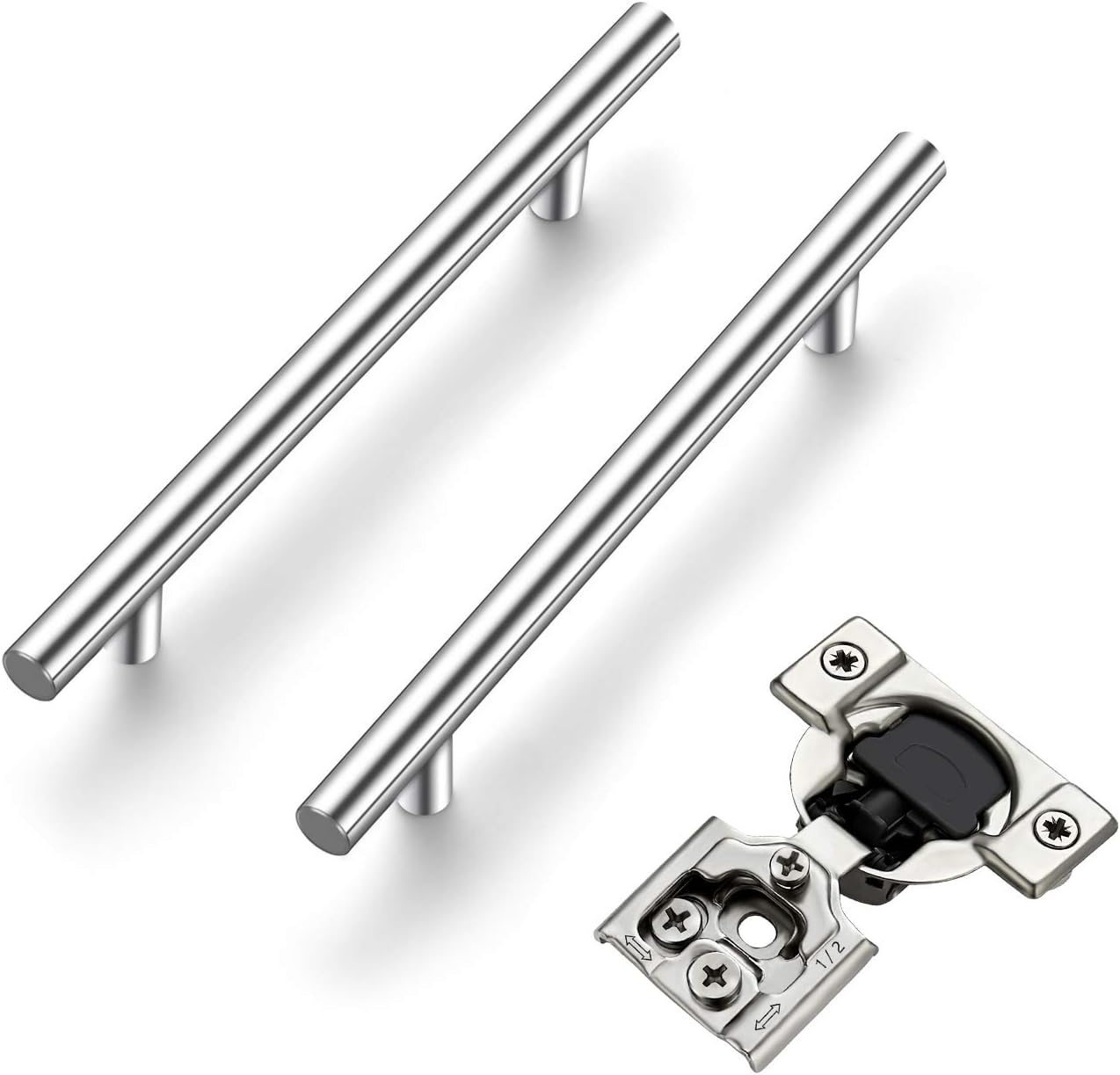 30 Pack Brushed Nickel Cabinet Pulls & 50 Soft Close Hinges Set