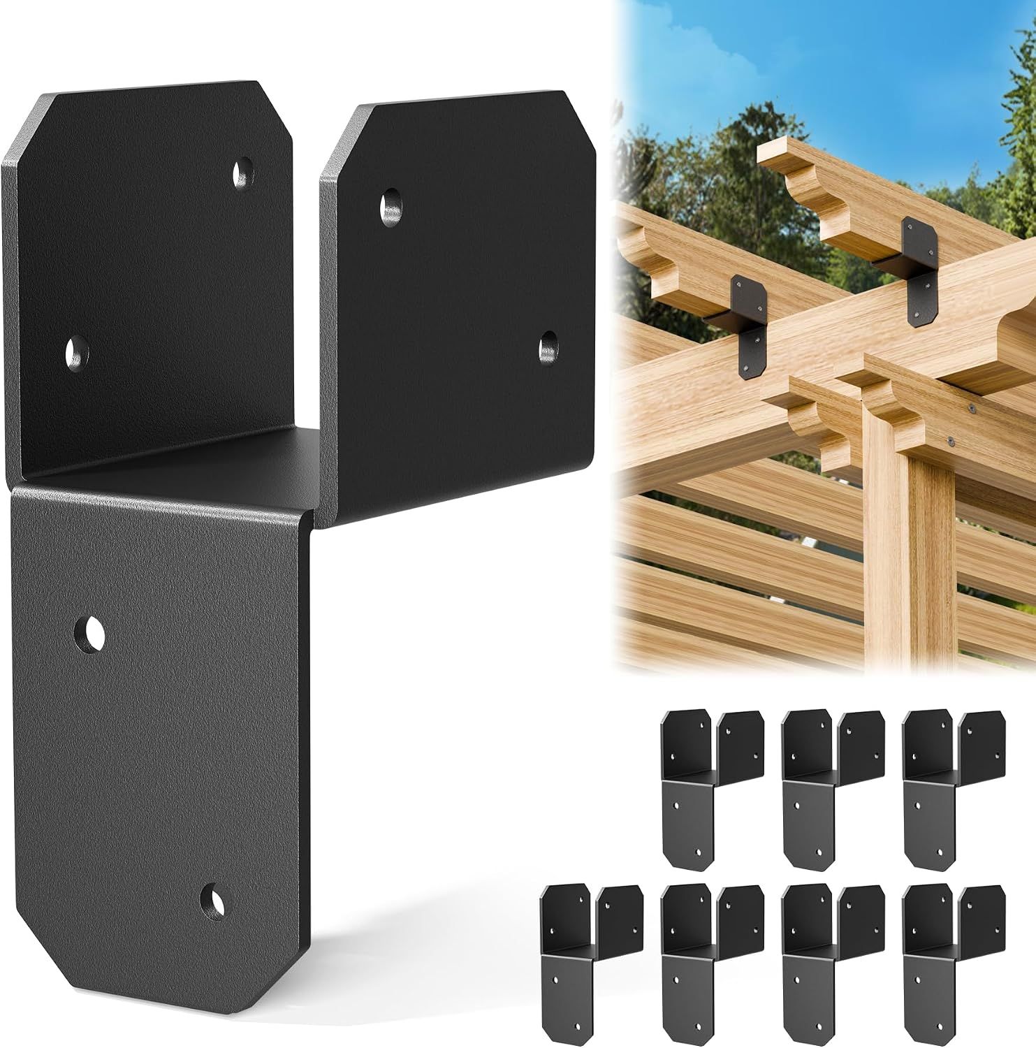 8Pcs 2X4 Joist Anchor Connector - Heavy Duty Steel Post Cap Tie Brakcet, 15 Gauge Carbon Steel, Post to Beam Connector Fits 2X4 Lumber(Actual Size 1.5"X3.5")