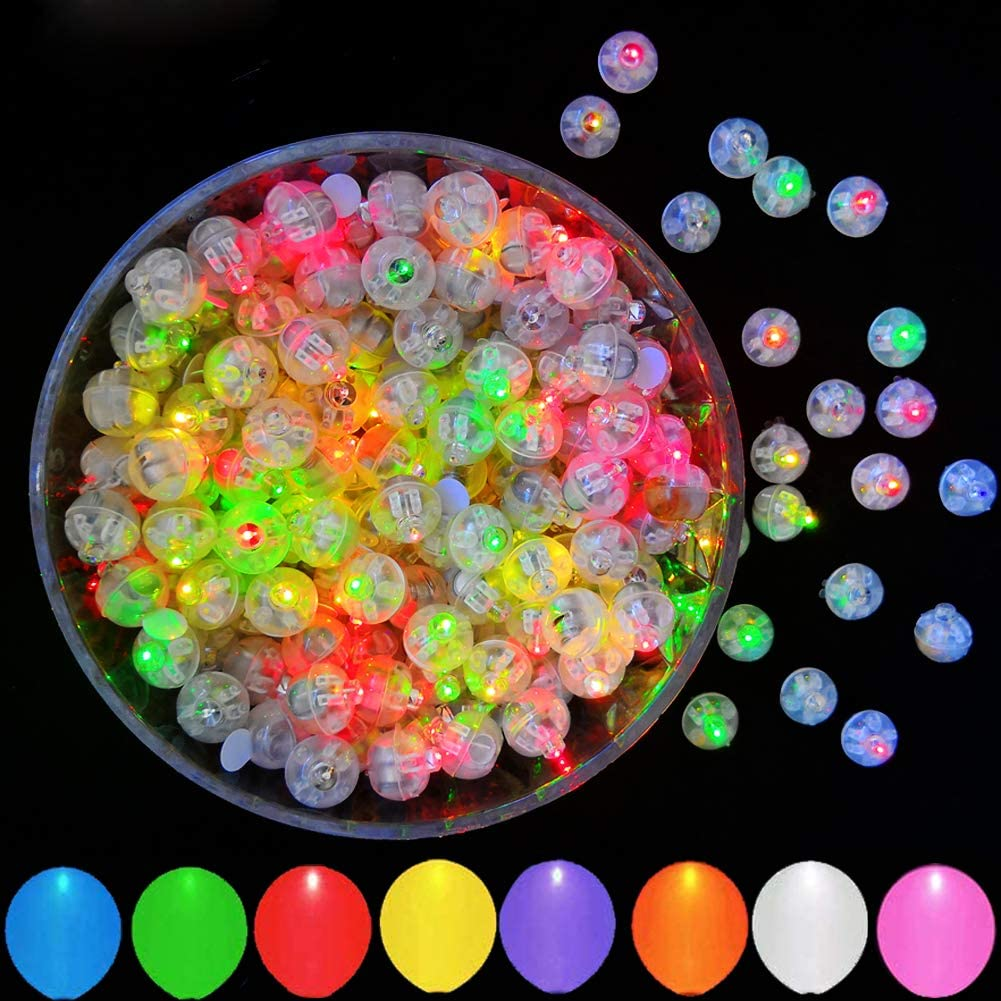 100Pcs Multicolor LED Balloon Light Mini round Balls Lights, Waterproof Flash Tiny Led Lights for Paper Lantern Easter Eggs Birthday Party Wedding Halloween Christmas Decoration