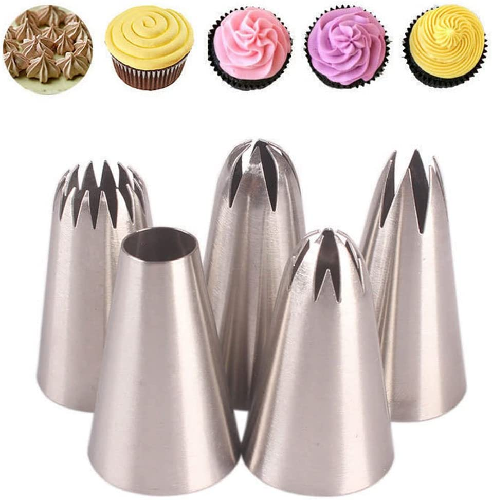 iDopick 5Pcs Large Piping Tips Stainless Steel, Piping Tips Piping Nozzles Ca... - Picture 2 of 13