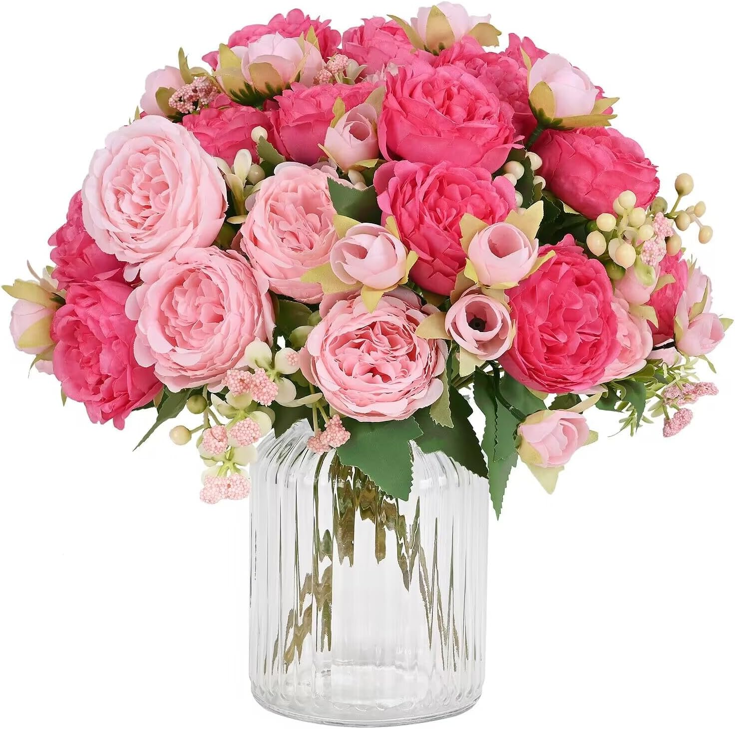 4 Packs Peonies Artificial Flowers Mixed Pink Artificial Silk Peonies Flowers Fake Bouquet