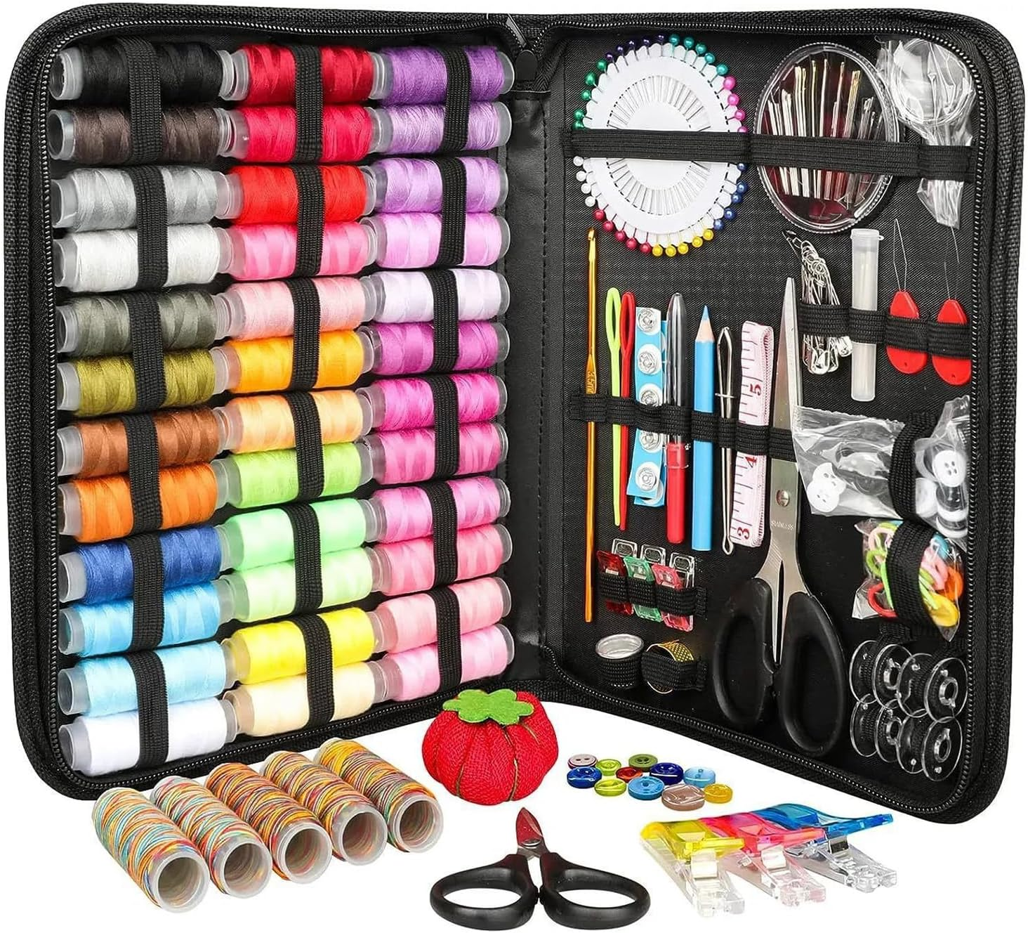 206 Pcs Sewing Kit for Adults, 41 XL Spools Thread & Needle Set, Portable Sewing Supplies with Scissors, Needles, Measure Tape for Beginners, Emergency, Travel
