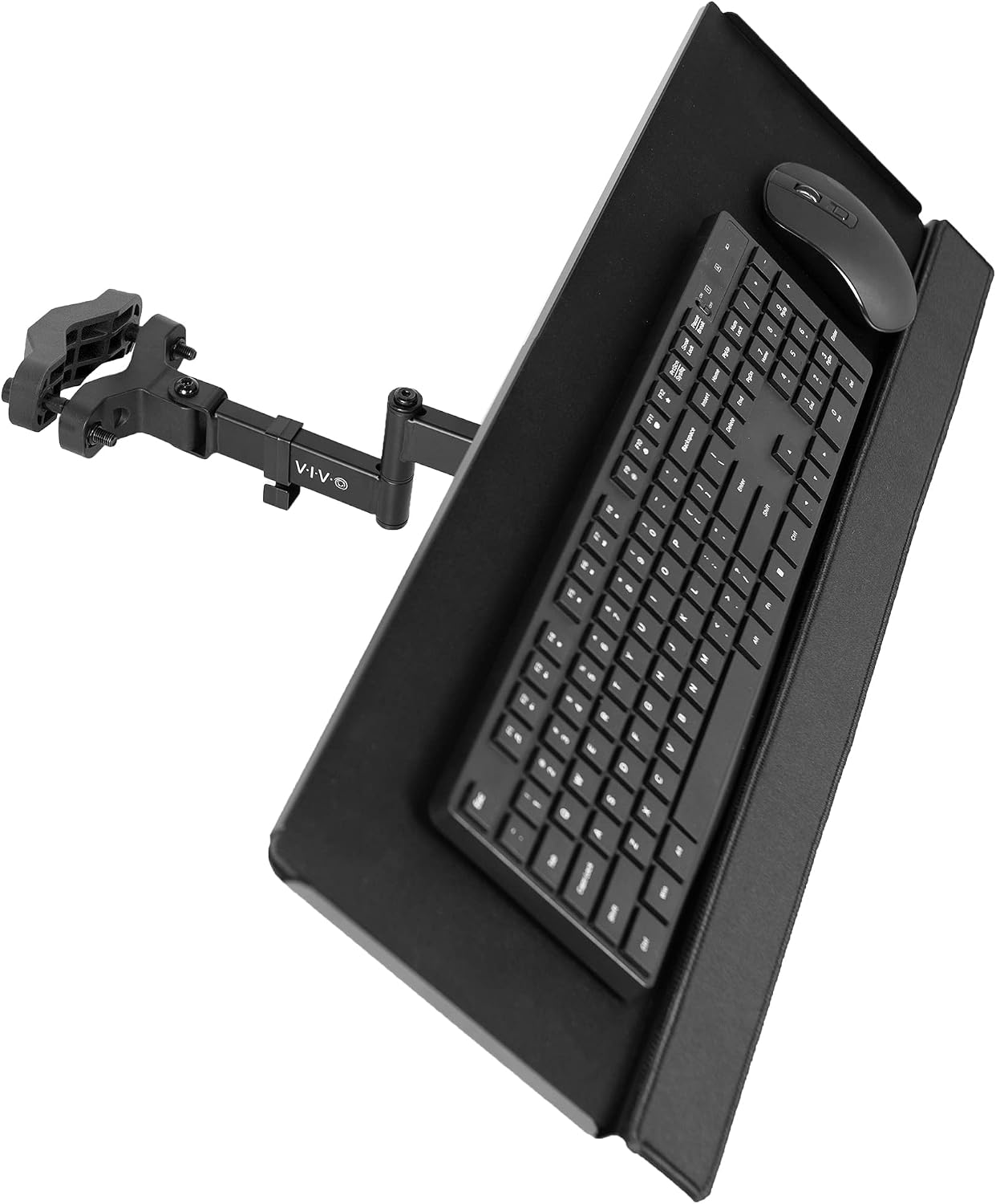 VIVO Steel Universal Full Motion Pole Mount, 26 Inch Keyboard and Mouse Tray, Ergonomic Tilt, 360 Degree Rotation, Neutral Writing Position, Black, Mount-Polekb