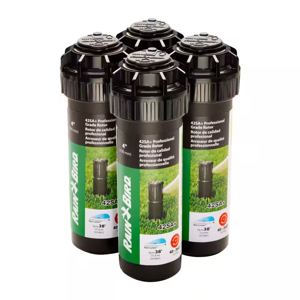 42SA+ 4 In. Pop-Up Gear-Drive Rotor Sprinklers, 40-360 Degree Pattern, Adjustable 26-38 Ft. (4-Pack)