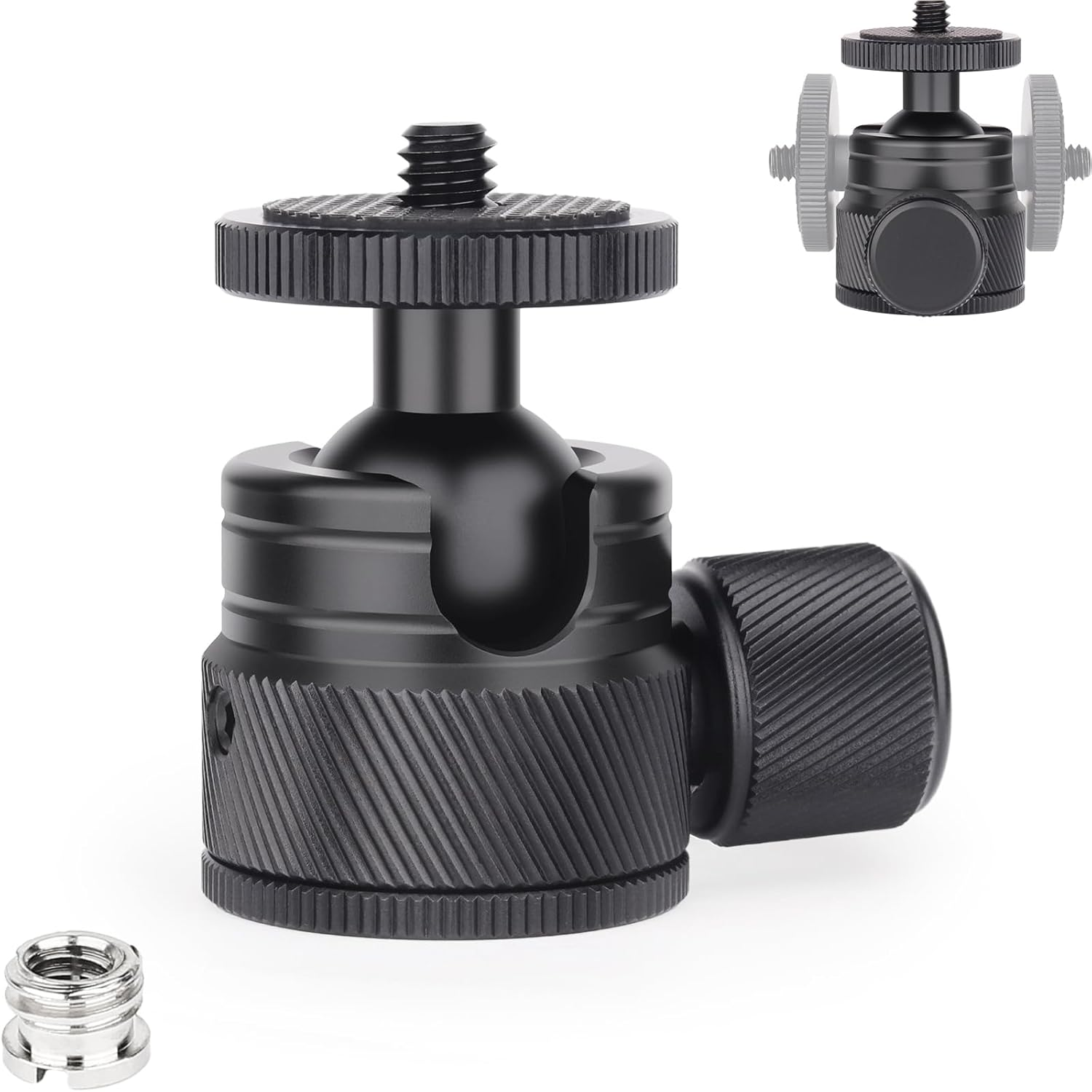 Mini Ball Head- C19 Mount Tripod Head-CNC Metal Low Profile Ballhead 360° Pan