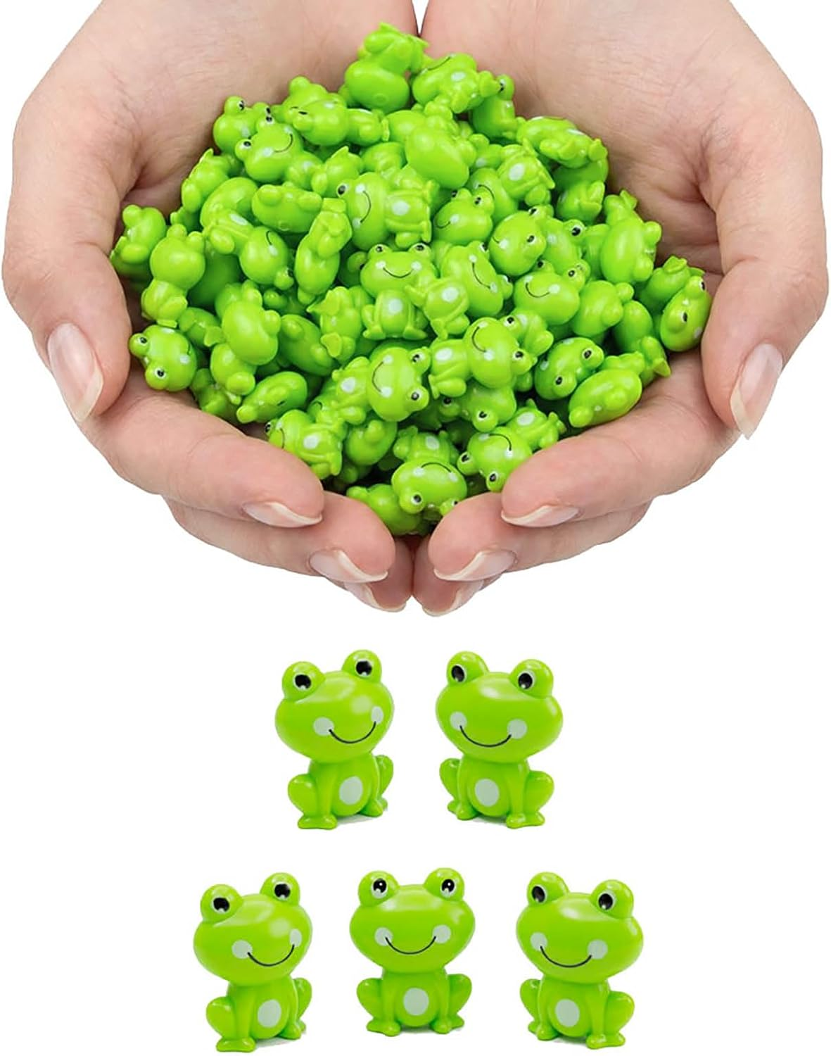 100 Pack Mini Green Plastic Frog Figurines to Hide