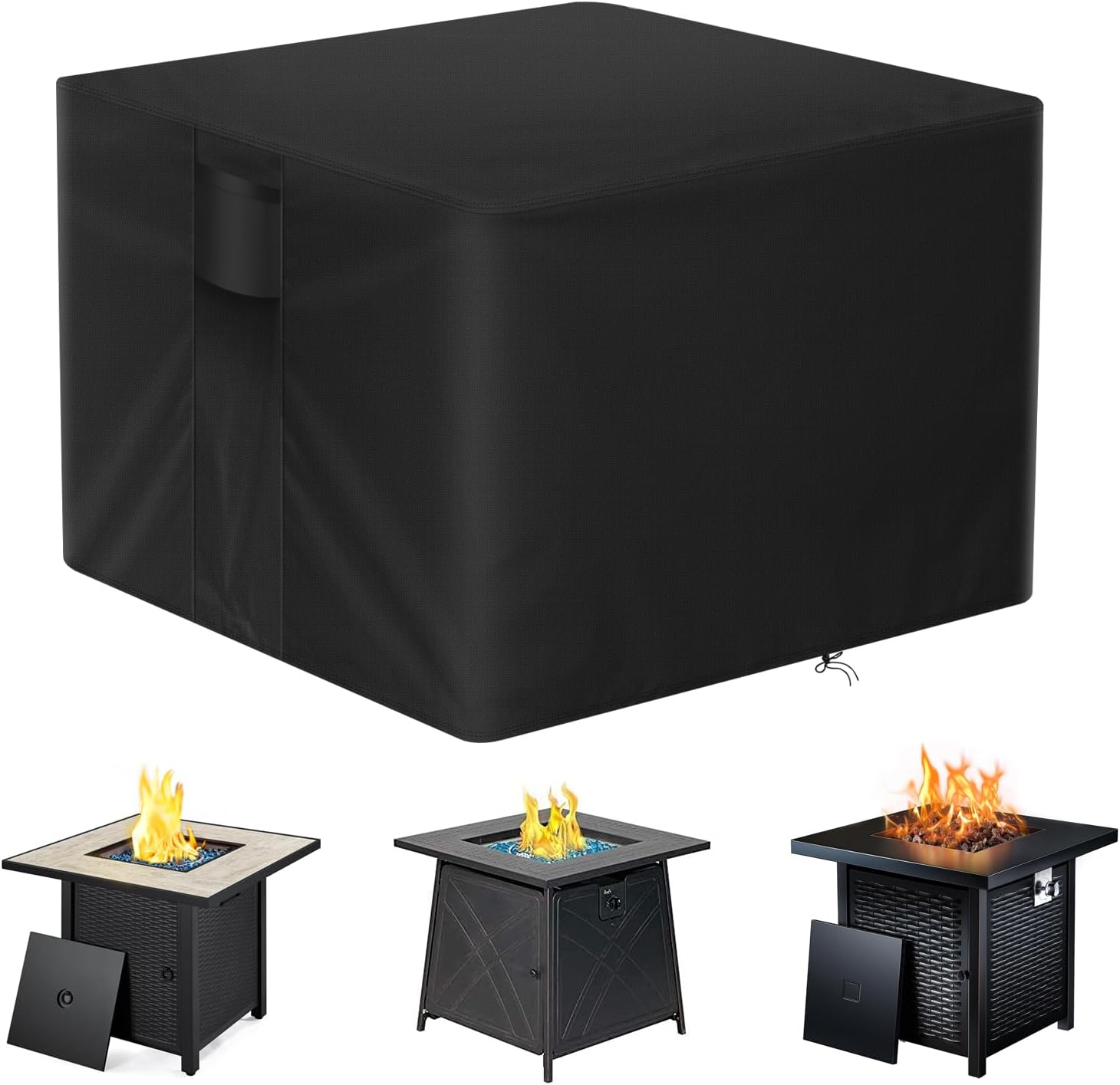 Fire Pit Cover, 28 Inch Square Gas Firepit Covers for Propane Fire Pit Table Waterproof Outdoor Fireplace Cover - 28X28X25 Inch