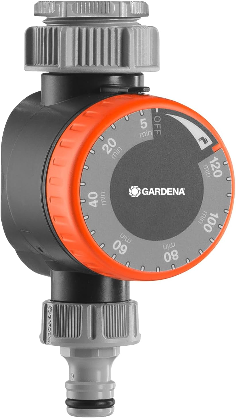 Gardena Water Timer: Automatic Timer for Faucets 26.5 Mm (3/4 Inch) or 33.3 Mm (G1), Flexible Watering Time (5-120 Min), Easy Insertion Thanks to Quick-Connect System (1169-20)