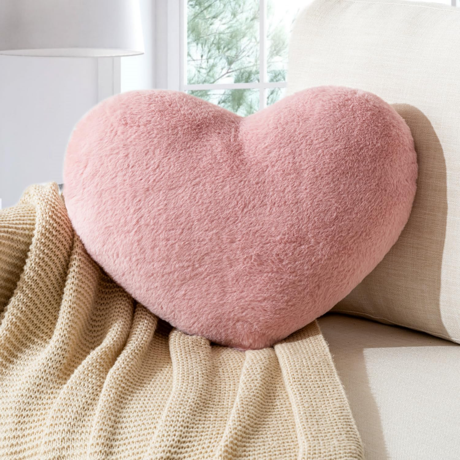 Heart Pillow Heart Shaped Throw Pillows Super Soft Faux Rabbit Fur Heart Throw