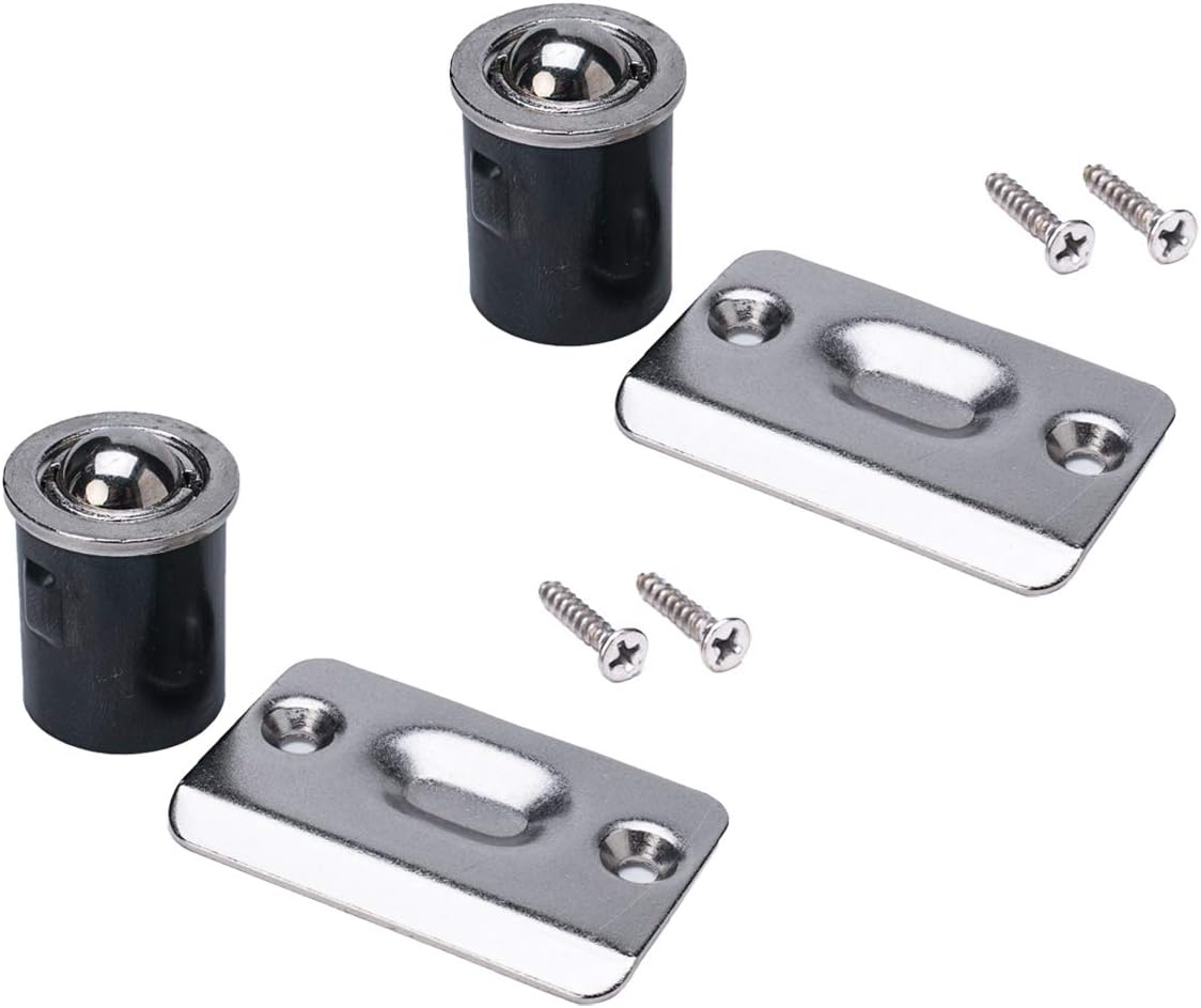 2 Pack Closet Door Ball Catch Cabinet Stainless Steel Adjustable with Strike Plate Drive-In Spring Ball Latches Brushed Stain Finish Ball Catch Hardware Rust Proof for Door Kitchen