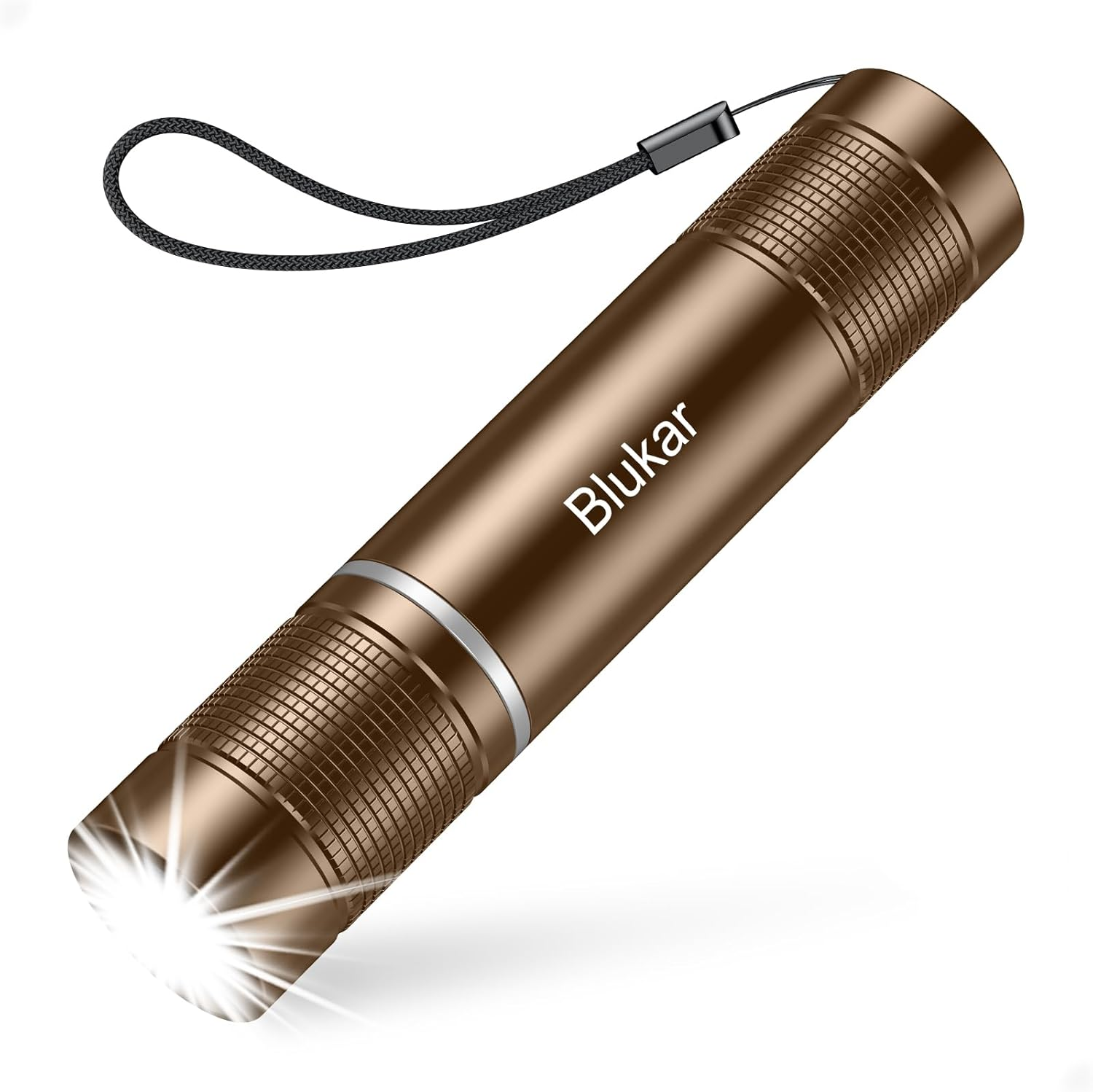 Blukar Flashlight Rechargeable, High Lumens Flashlight, Super Bright Small LED Flash Light- Zoomable, Adjustable Brightness, Long Lasting for Camping, Outdoors and Home Emergency-Brown