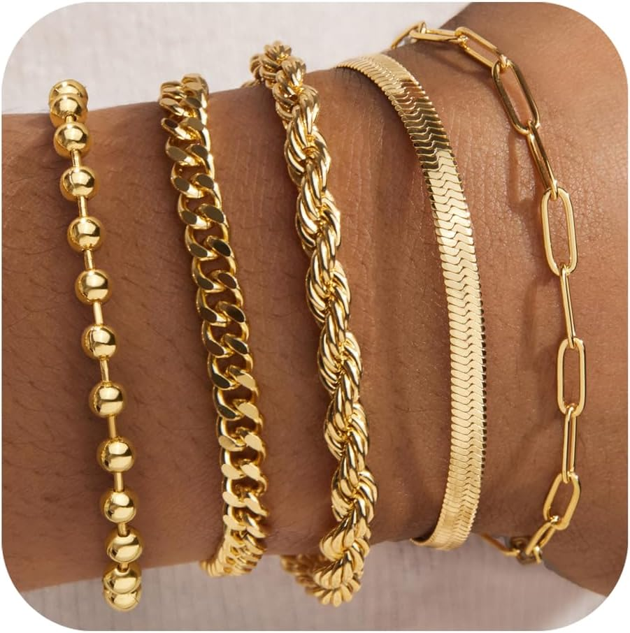 Dainty Gold & Silver Bracelet Set for Women