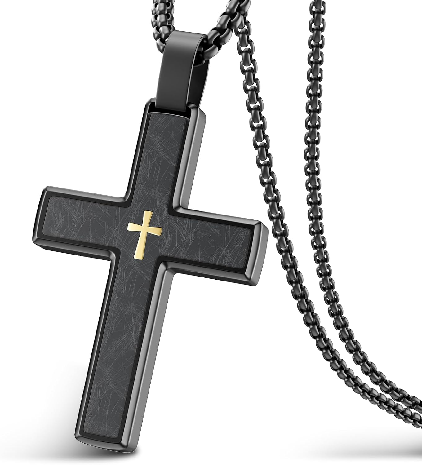 Cross Necklace for Men and Women 304L Stainless Steel Durable Snag-Free Box Chain Christian Jewelry Gift for Dad/Wife/Husband/Son/Loves/Friends on Easter/Birthday/Father'S Day