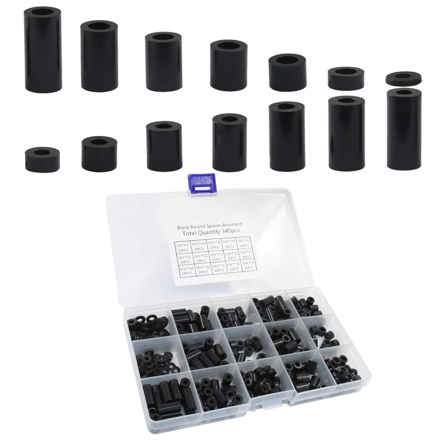 345 Pcs Nylon round Electrical Outlet Screw Spacers Kit, Non-Threaded Plastic Spacers for Switch and Receptacle Screws(Assorted Sizes)