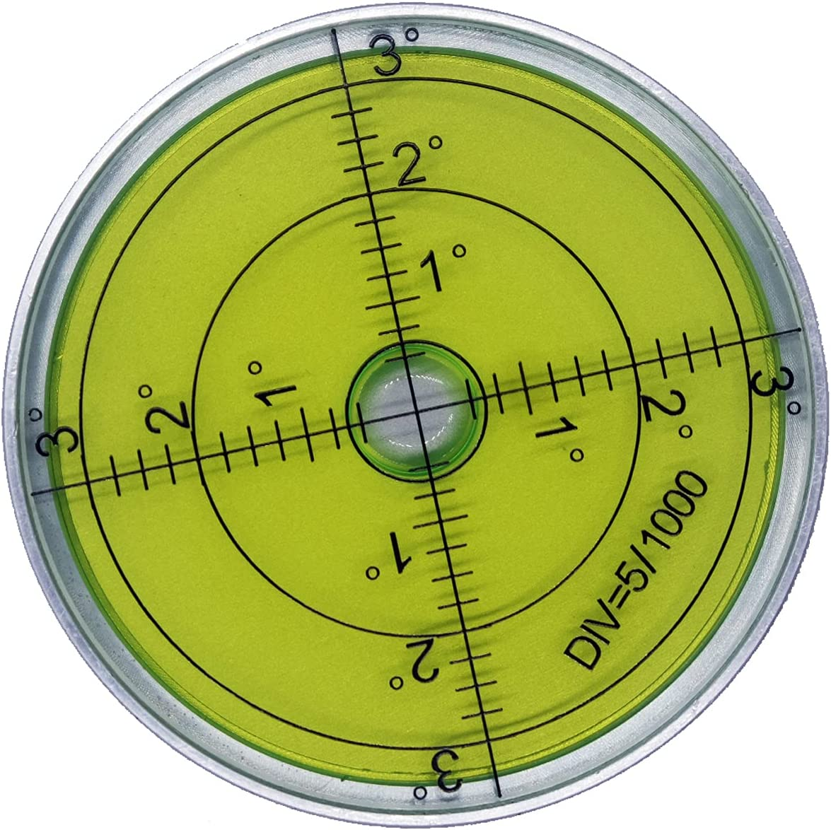 Aluminium High Precision Horizontal Leveler Bubble Level Tool Circle round 2.4 Inch 60Mm (Silver,Green)