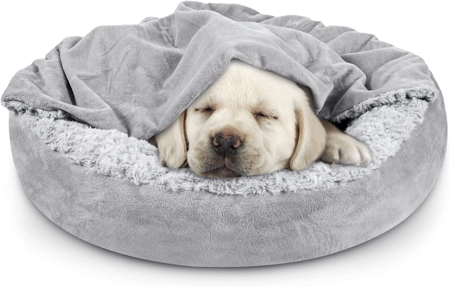 Cozy Hooded Dog Bed with Blanket Anti-Anxiety Cuddler for Small Pets 23