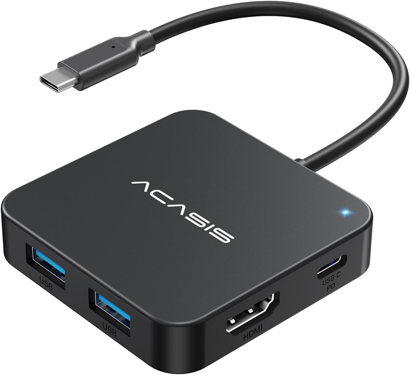 ACASIS USB C Hub 10Gbps, 6-In-1 Multiport Adapter with 4K 60Hz HDMI, 100W Power Delivery, USB A3.2 Data Port, USB C to HDMI Adapter for Macbook, Dell, Lenovo, Surface, Ipad PRO, Xps(Black)