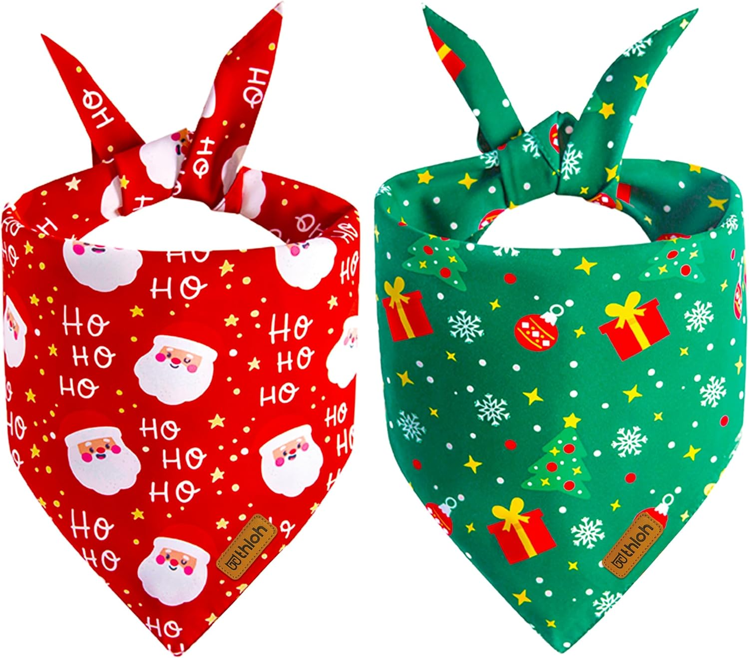 Christmas Dog Bandanas - 2 Pack Reversible Santa Claus and Christmas Tree Dog Scarf for Boy & Girl, Premium Durable Fabric, Festival Dog Bib, Holiday Bandana for Small and Medium Dogs (Small)
